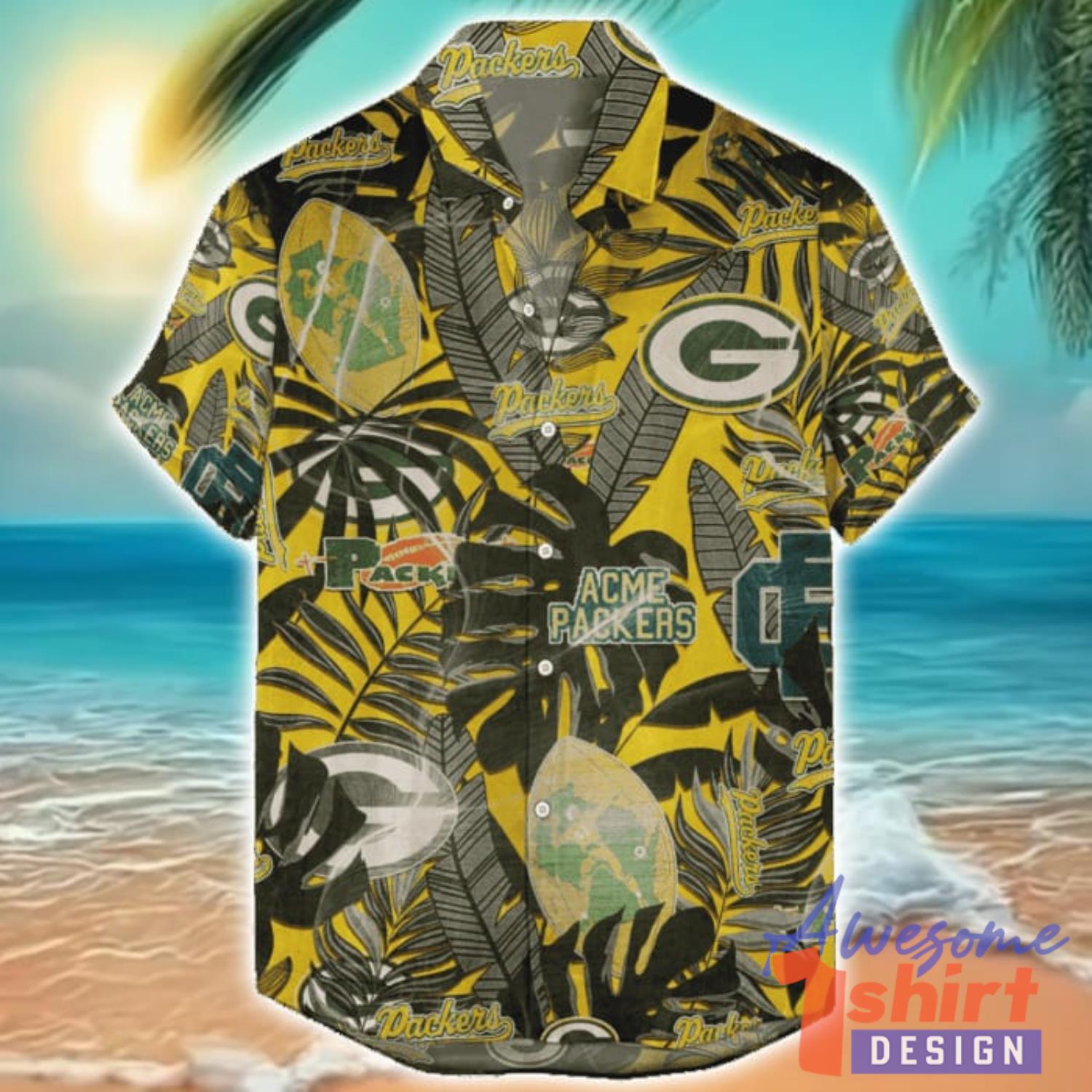 Green Bay Packers Hawaiian Retro Logo Revolutions NFL 2024 Hawaiian Shirt For Fans