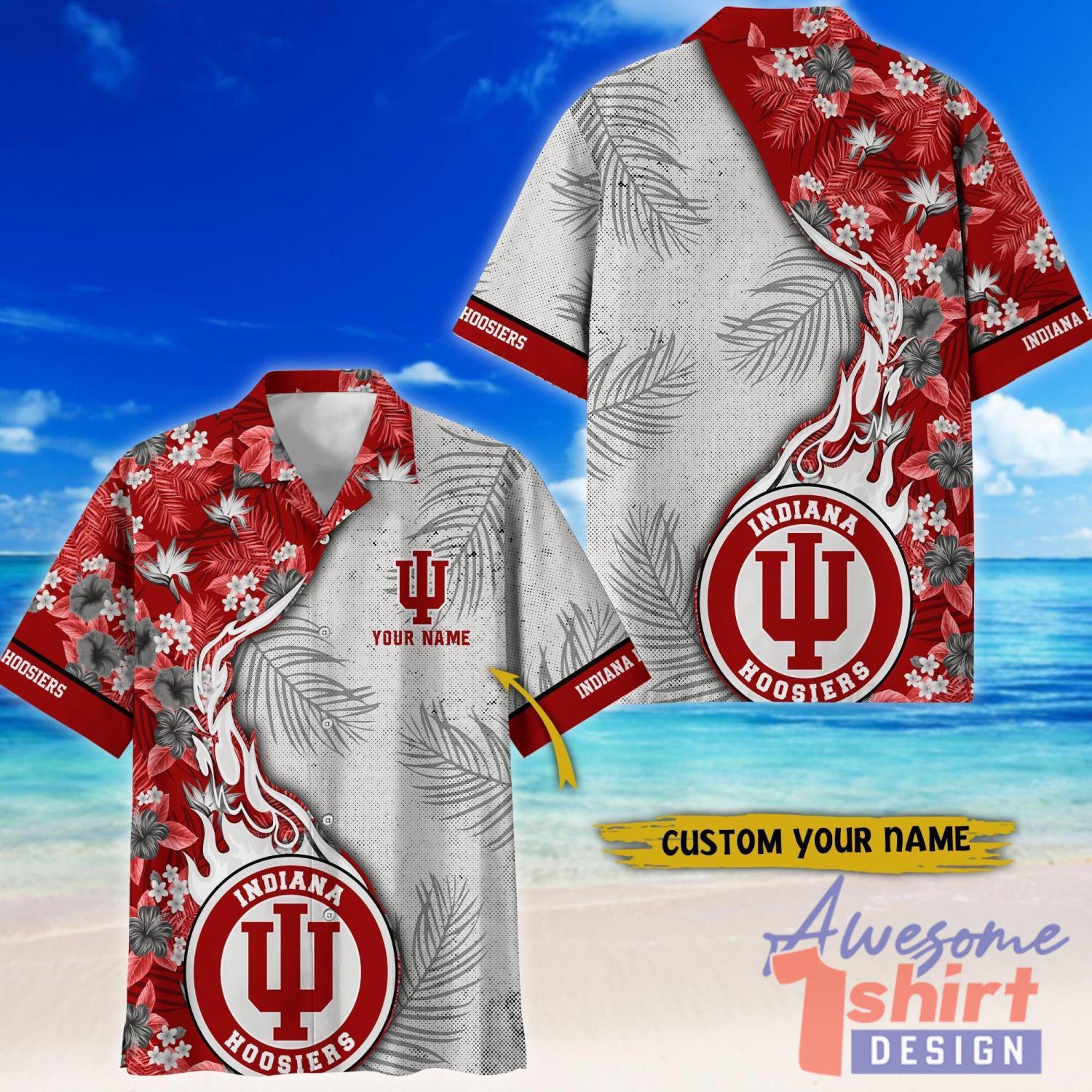 Indiana Hoosiers Tropical Style Fireball Custom Name Hawaiian Shirt