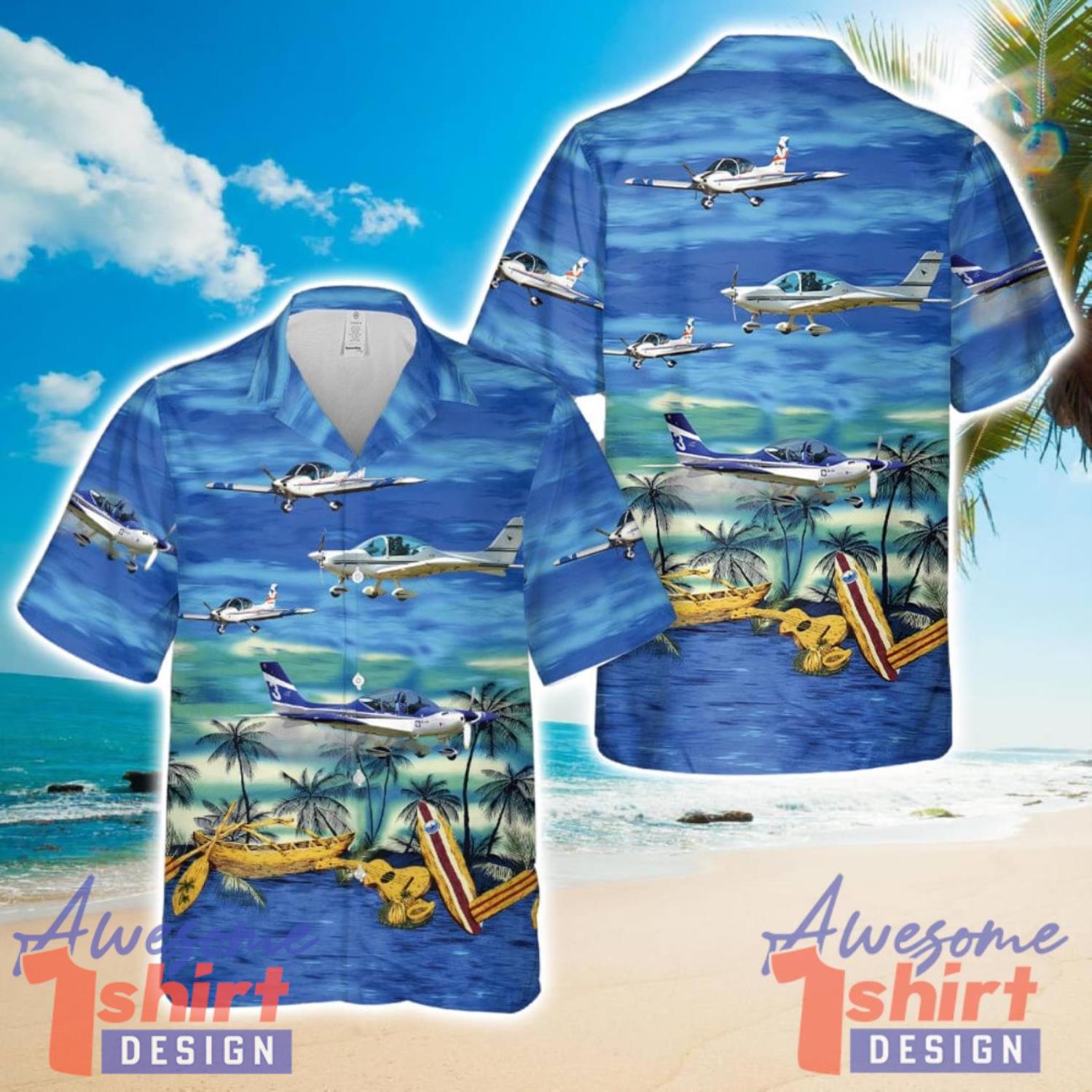 Italian ultralight and light-sport aircraft Fly Synthesis Texan 3D Hawaiian Shirt Beach Holiday Gift