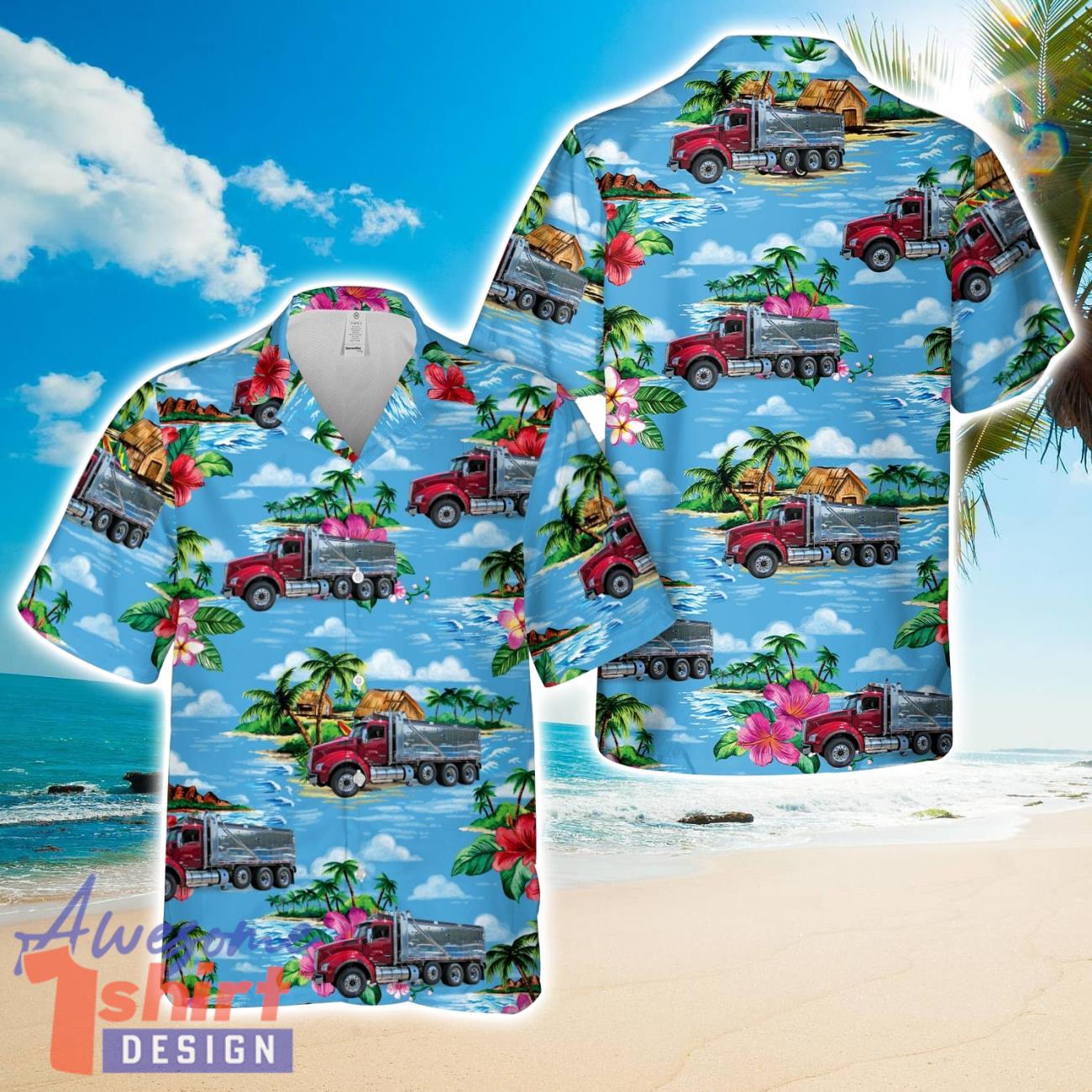 Kenworth T880 Dump Truck Hawaiian Shirt 3D Printed Beach Lover Gift