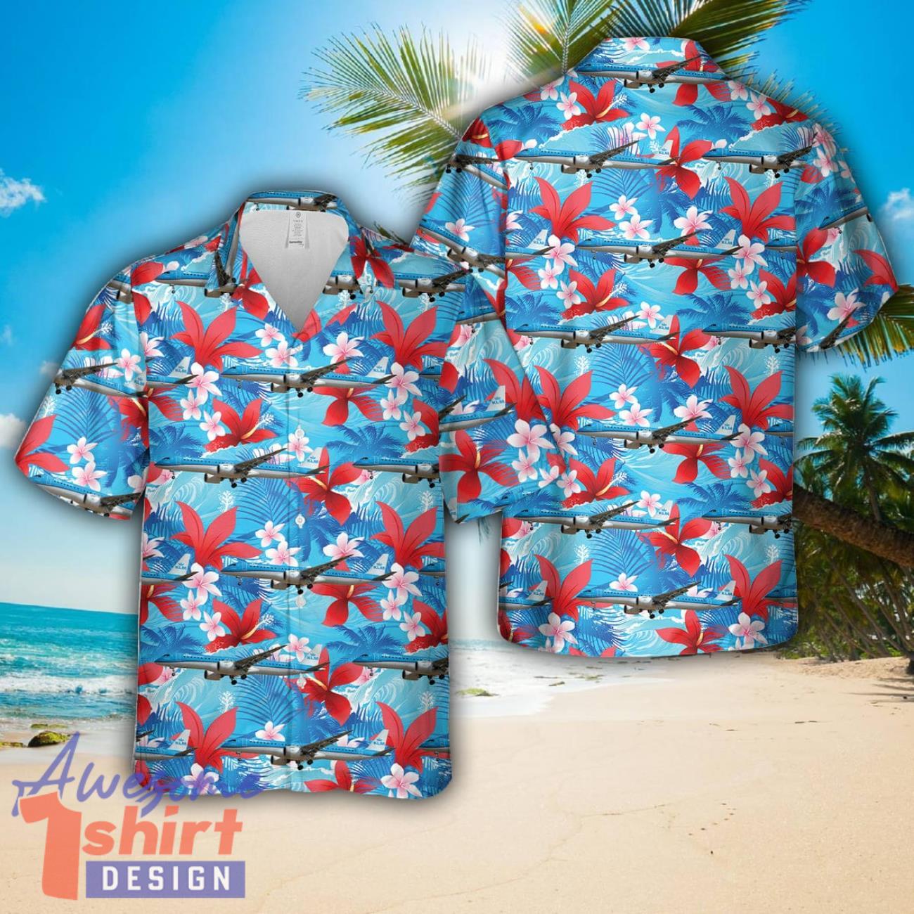 KLM Cityhopper Embraer E195-E2 (ERJ 190-400 STD) 3D Beach Shirt Summer Hawaiian Shirt