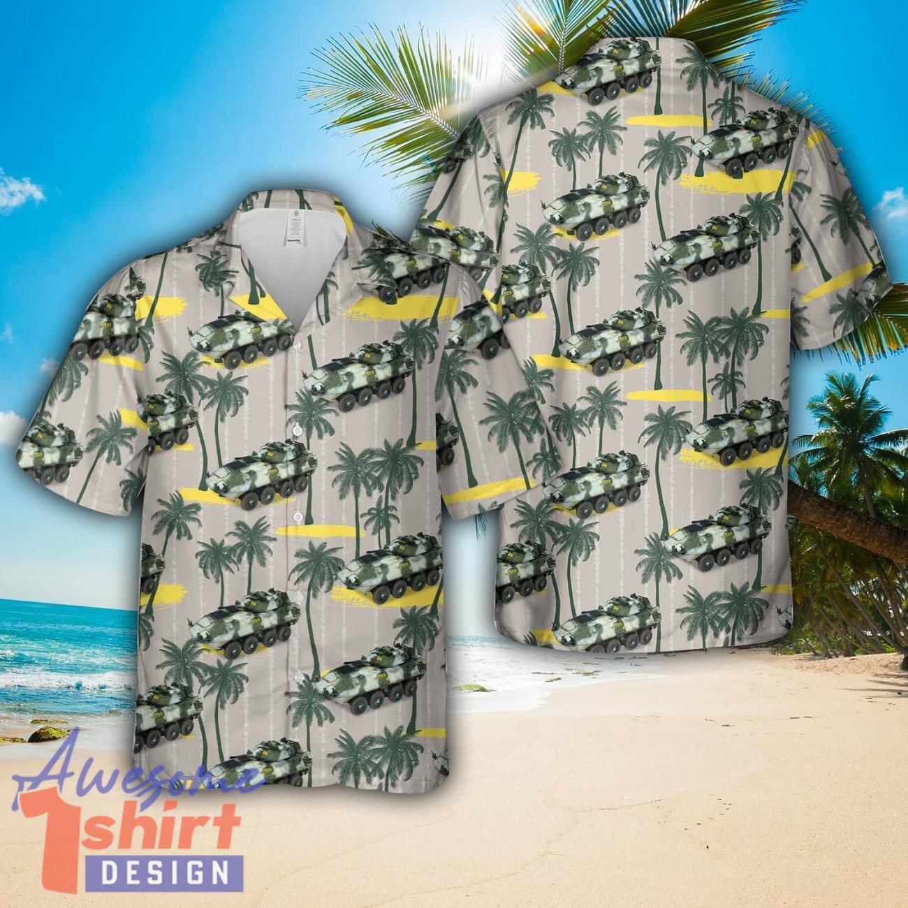 LAV-25 Piranha with 25mm M242 Bushmaster 2nd Light Armored Reconnaissance Battalion US Marines 2005 AOP Hawaiian Shirt Summer Holiday Gift