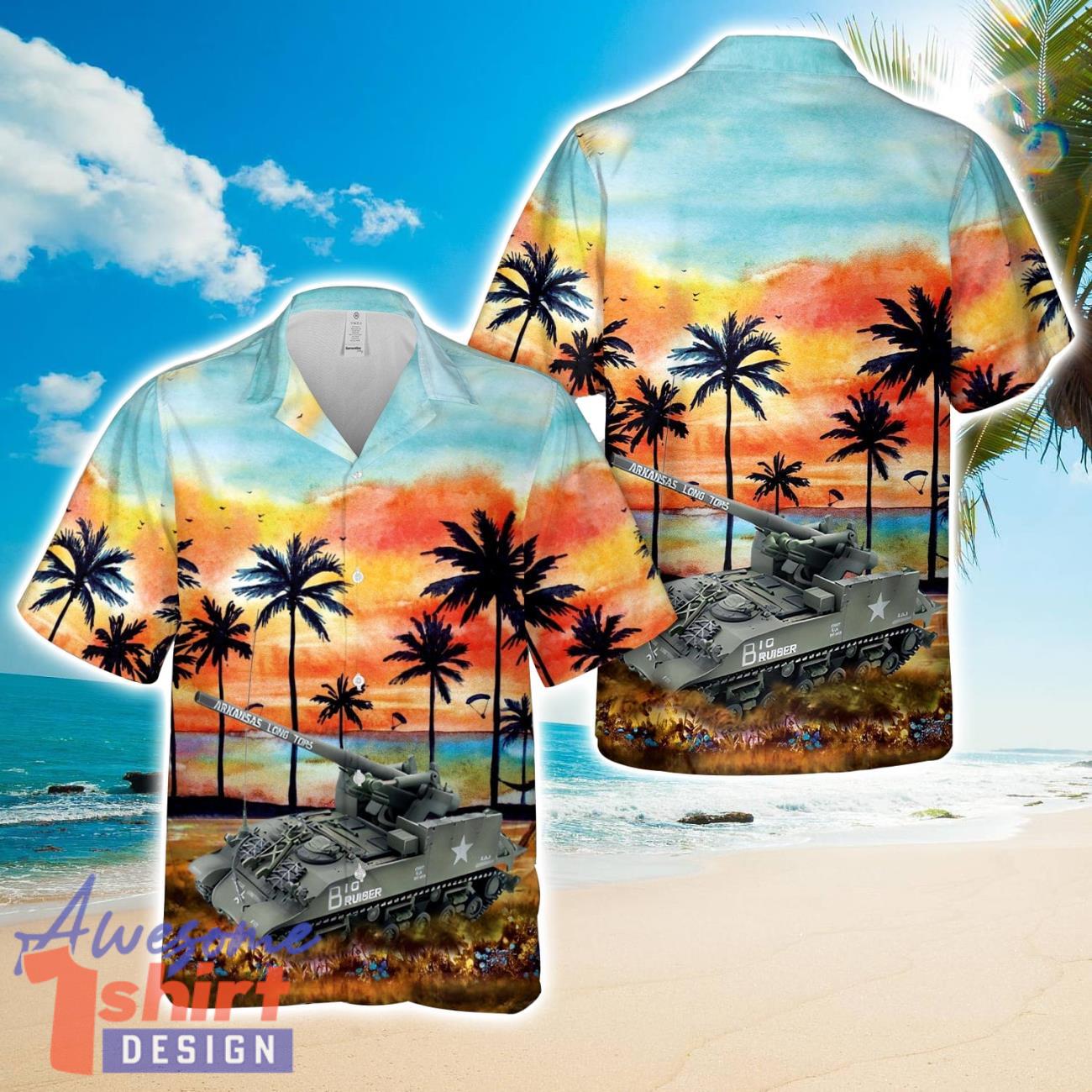 M40-B Battery 937th Field Artillery Battalion US Army Korean War 1953 Tank All Printed 3D Hawaiian Shirt For Men Women