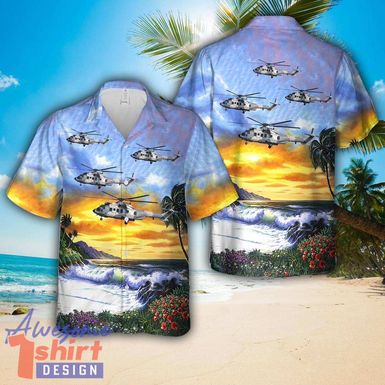 Mexican Air Force Eurocopter EC-725AP Cougar Mk2+ AOP Hawaiian Shirt Summer Holiday Gift