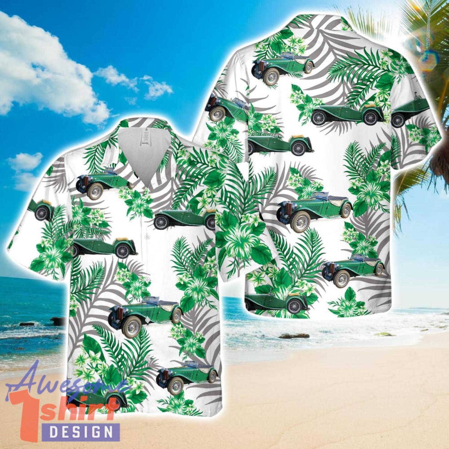 MG t-Type Midget 1947 Green Hawaiian Shirt Beach Holiday