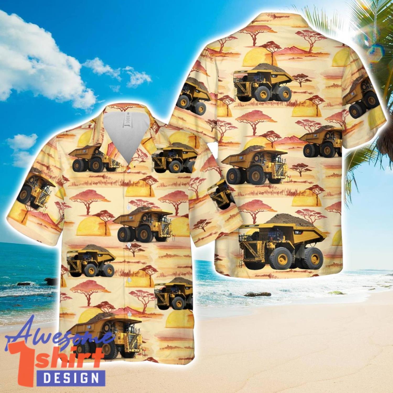 Mining Truck Hawaiian Shirt 3D Printed Beach Lover Gift