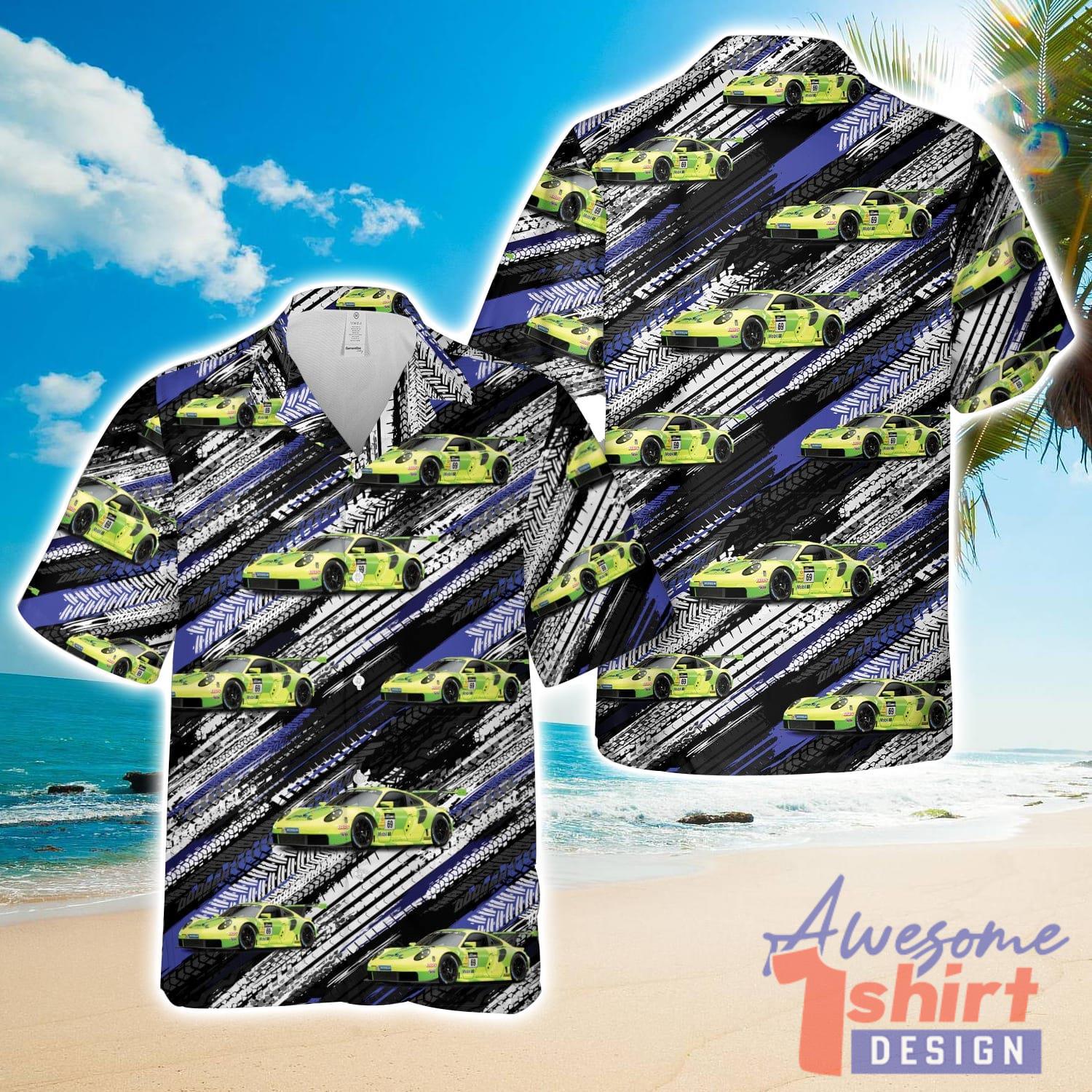 Neon Yellow Porsche 911 RSR GT3 3D Hawaiian Shirt Happy Summer Gift