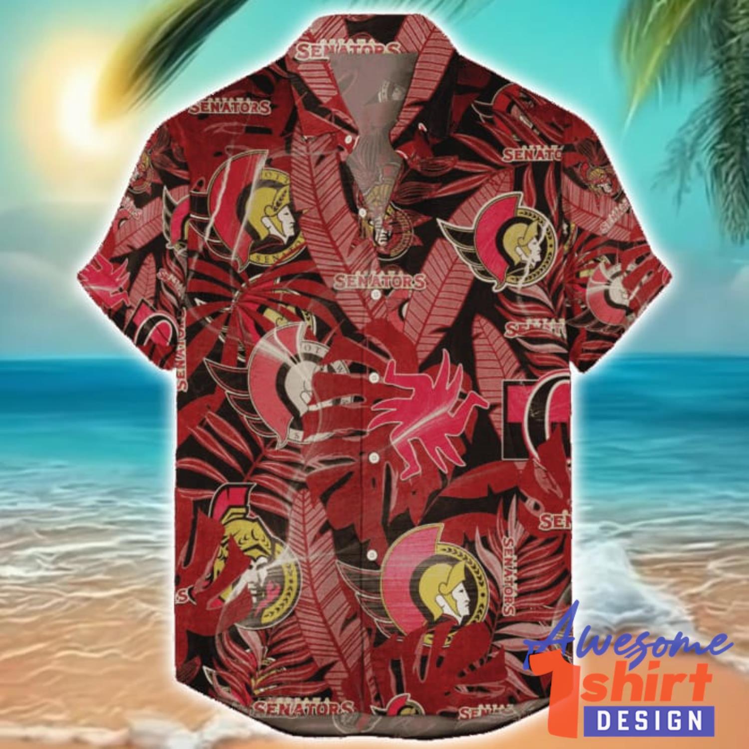 Ottawa Senators Hawaiian Retro Logo Revolution NHL 2024 Hawaiian Shirt For Fans