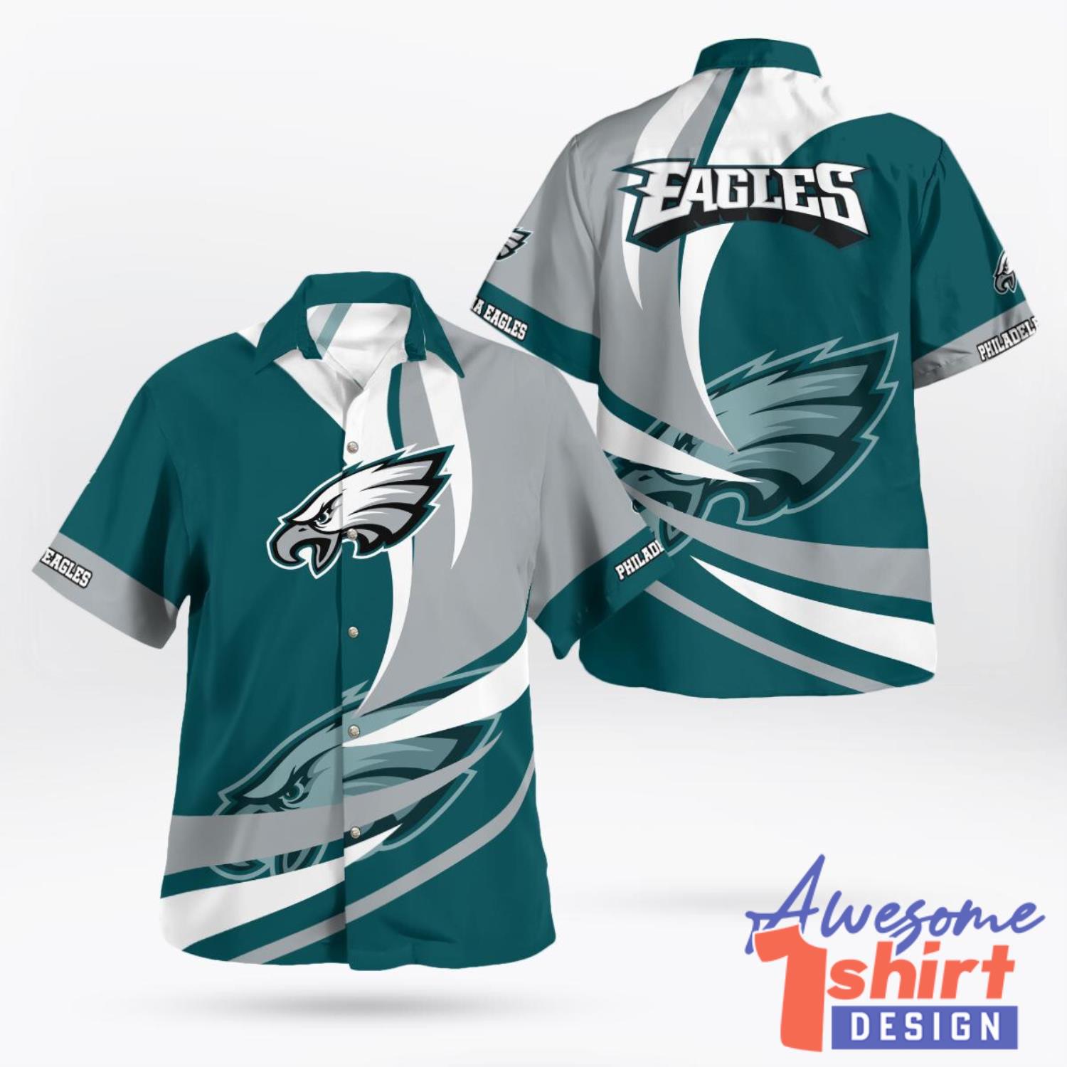 Philadelphia Eagles Logo Team Hawaiian Shirt Sport Team Beach Shirt