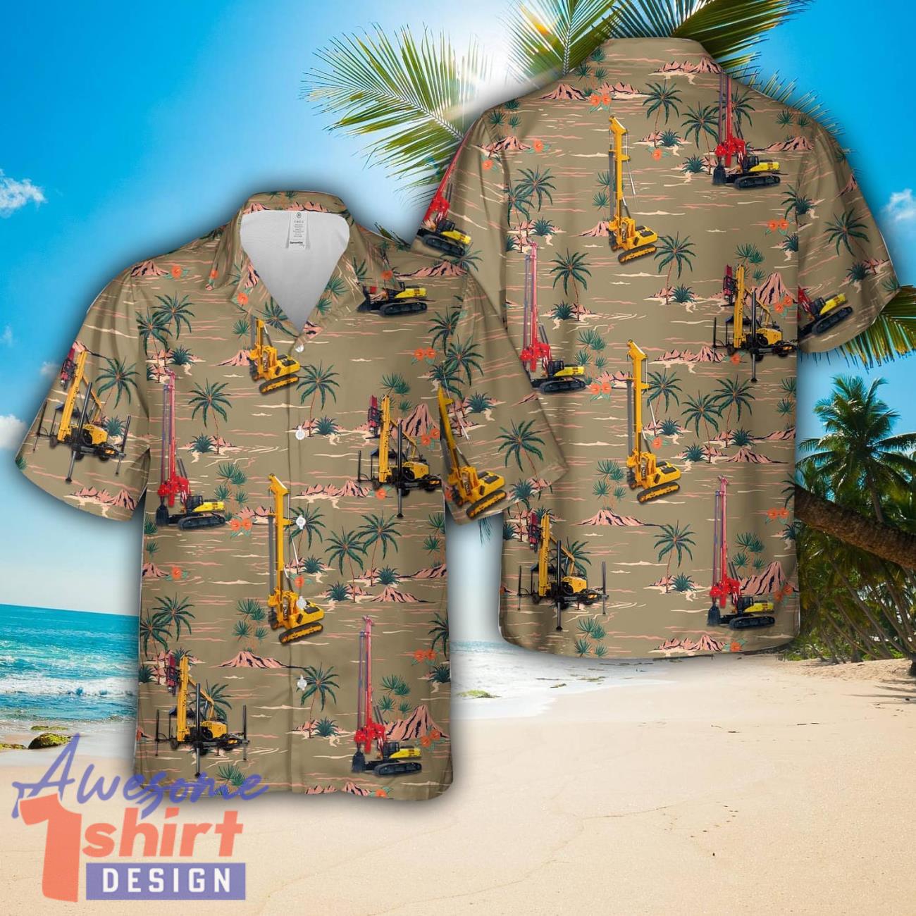 Pile Driving Machines AOP Hawaiian Shirt Summer Holiday Gift