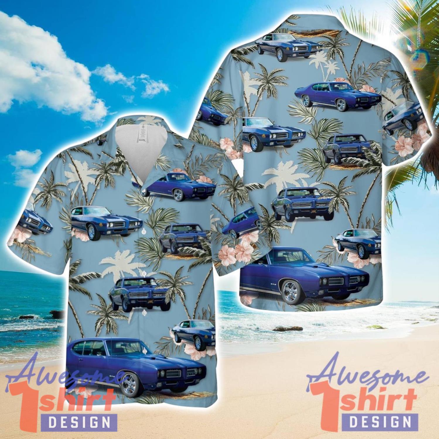 Pontiac GTO (1969) blue Hawaiian Shirt Summer Holiday Gift