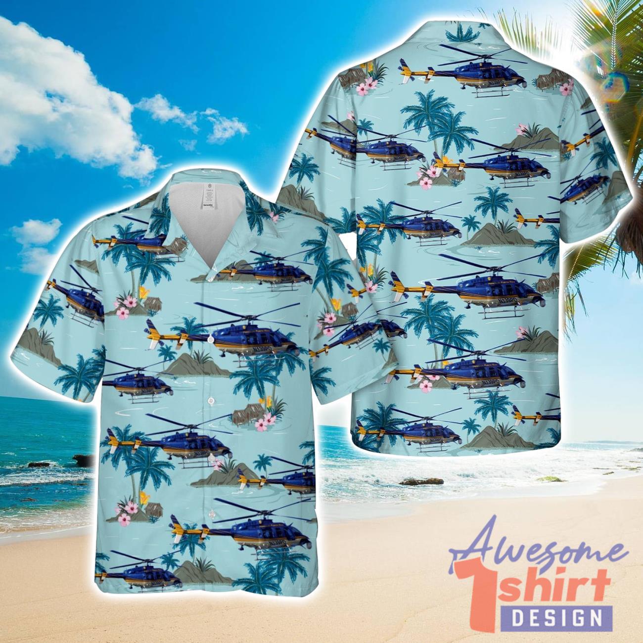 Puerto Rico Police Bell 407 Hawaiian Shirt Unisex For Men And Women