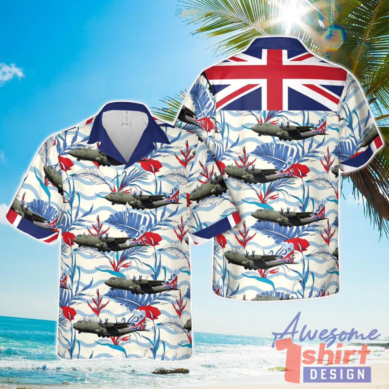 Royal Air Force ZH883 Hercules C5, 47 Squadron 3D Hawaiian Shirt Happy Summer Gift