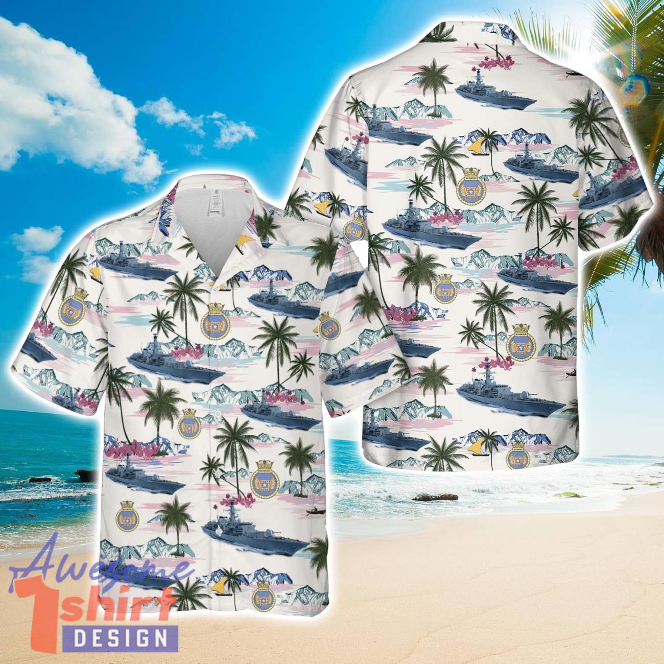 Royal Navy HMS Richmond (F239) Type 23 frigate Hawaiian Shirt 3D Printed Beach Lover Gift