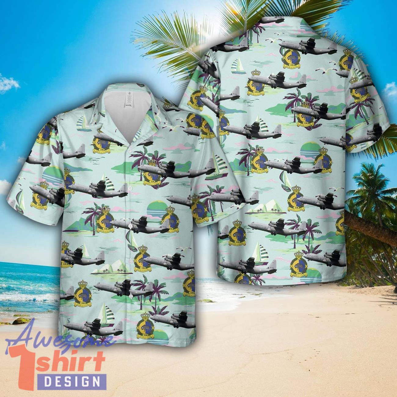 Royal Netherlands Air Force 336 Squadron Lockheed C-130H-30 Hercules (L-382) (Ben Swagerman G-273 cn382-5273) AOP Hawaiian Shirt Summer Holiday Gift