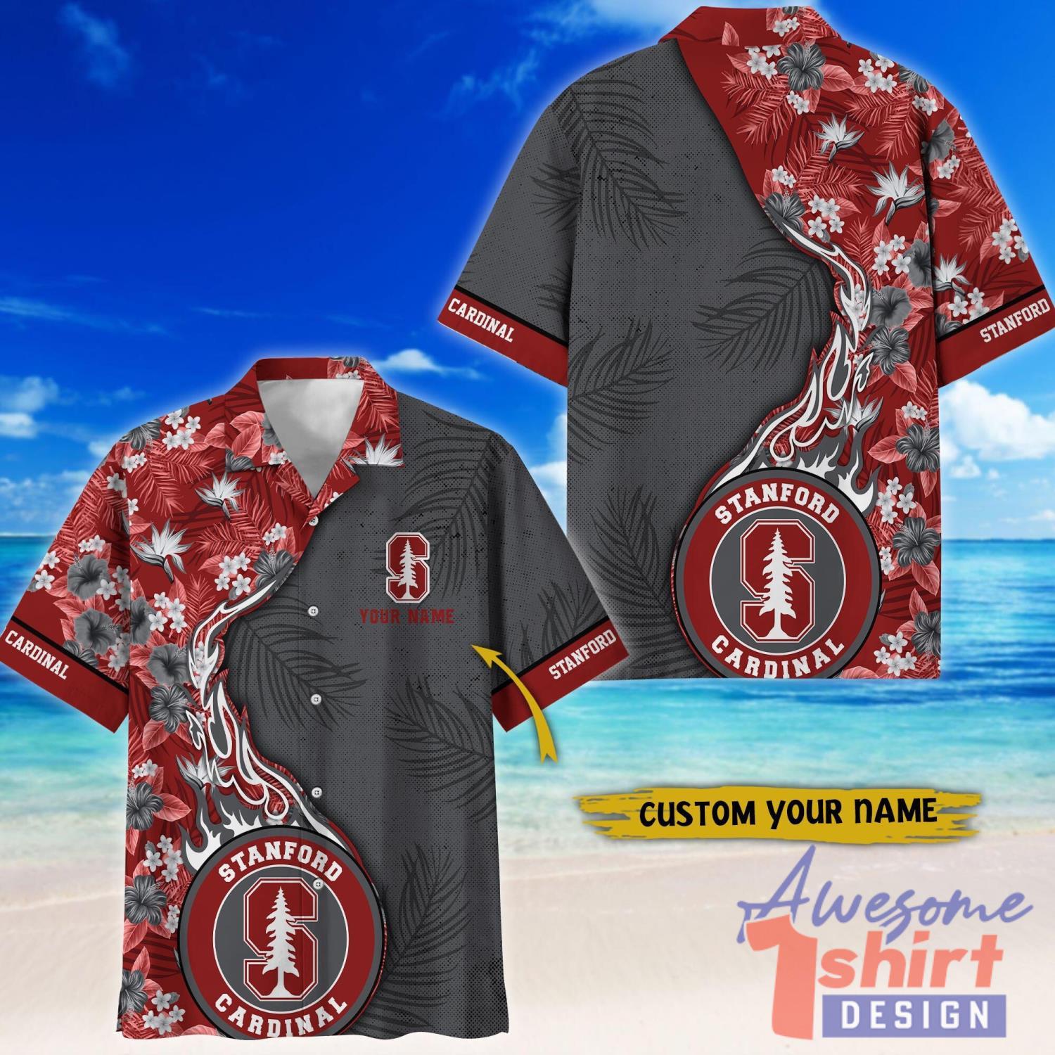 Stanford Cardinal Tropical Style Fireball Custom Name Hawaiian Shirt