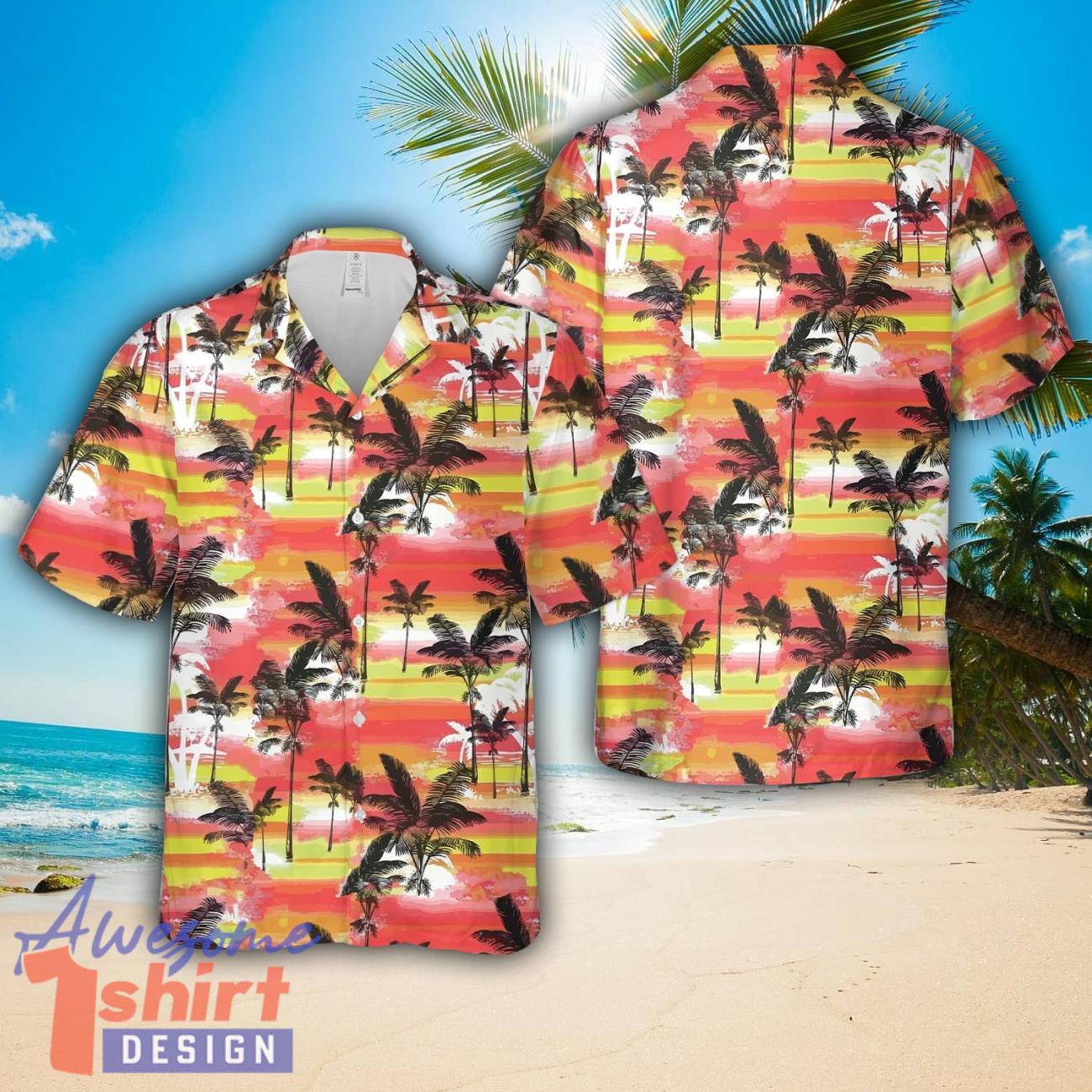 Sunset Summer Palm tree Pattern AOP Hawaiian Shirt Summer Holiday Gift