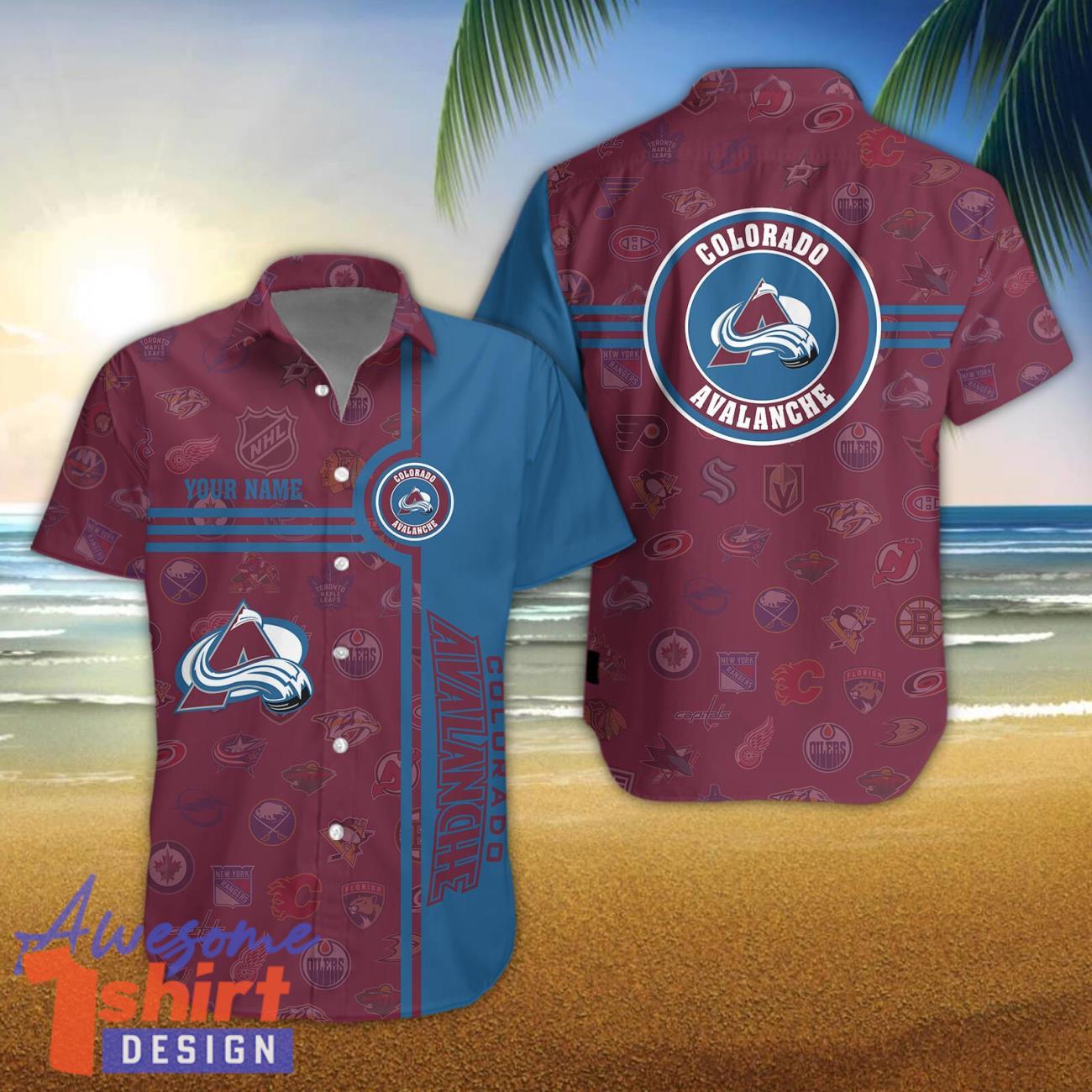 Colorado Avalanche Logo team 3D All Over Printed 3D Hawaiian Shirt Custom Name For Fans