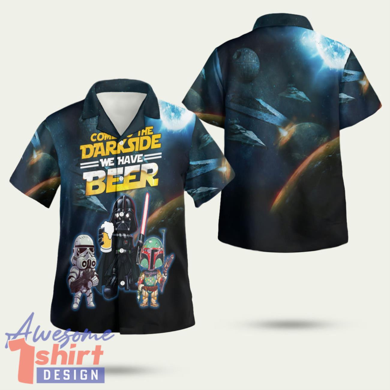 Darth Vader Boba Fett Stormtrooper Come To Dark Side We Have Beer 3D Hawaiian Shirt Summer Style Gift