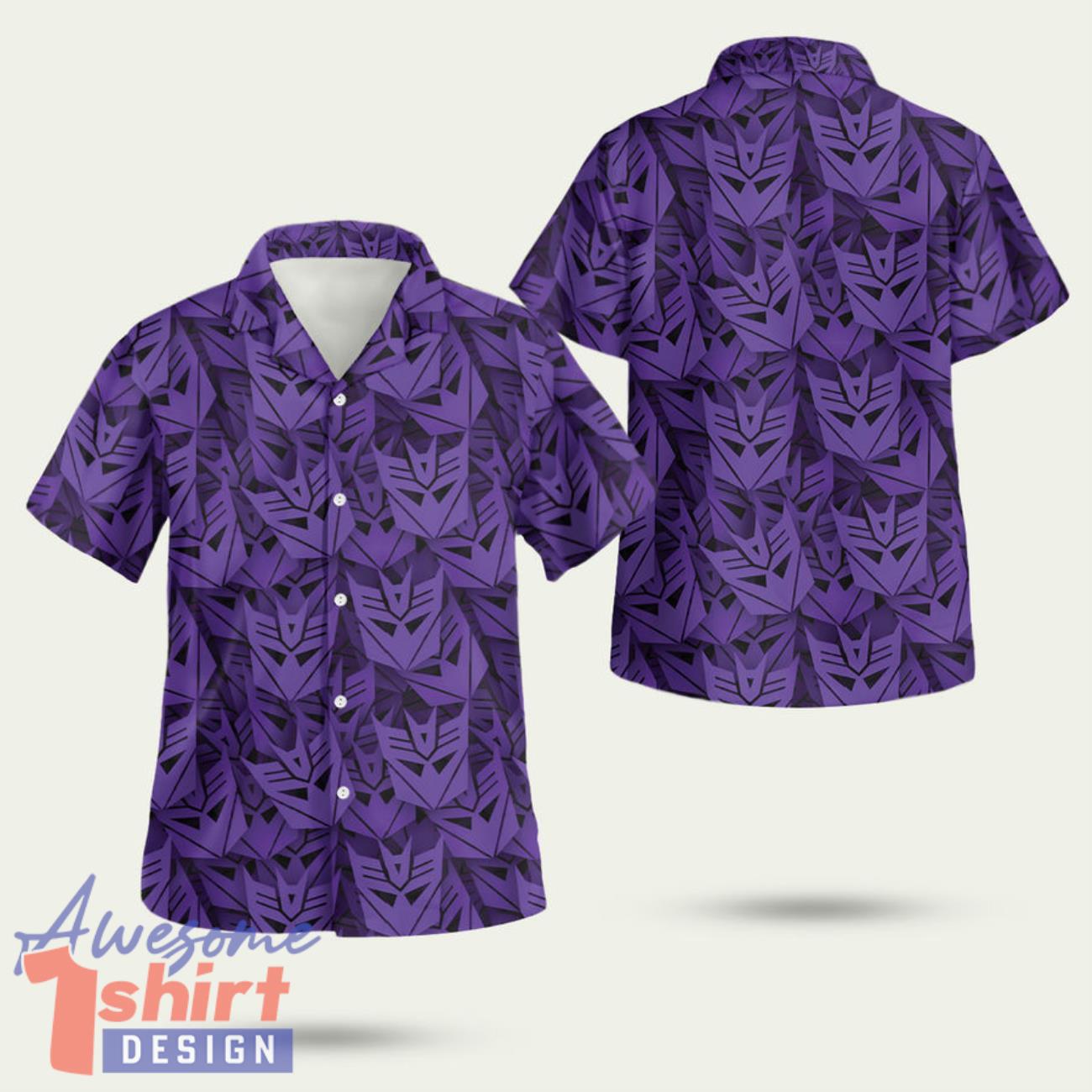 Decepticon Transformer Purple 3D Hawaiian Shirt Summer Style Gift