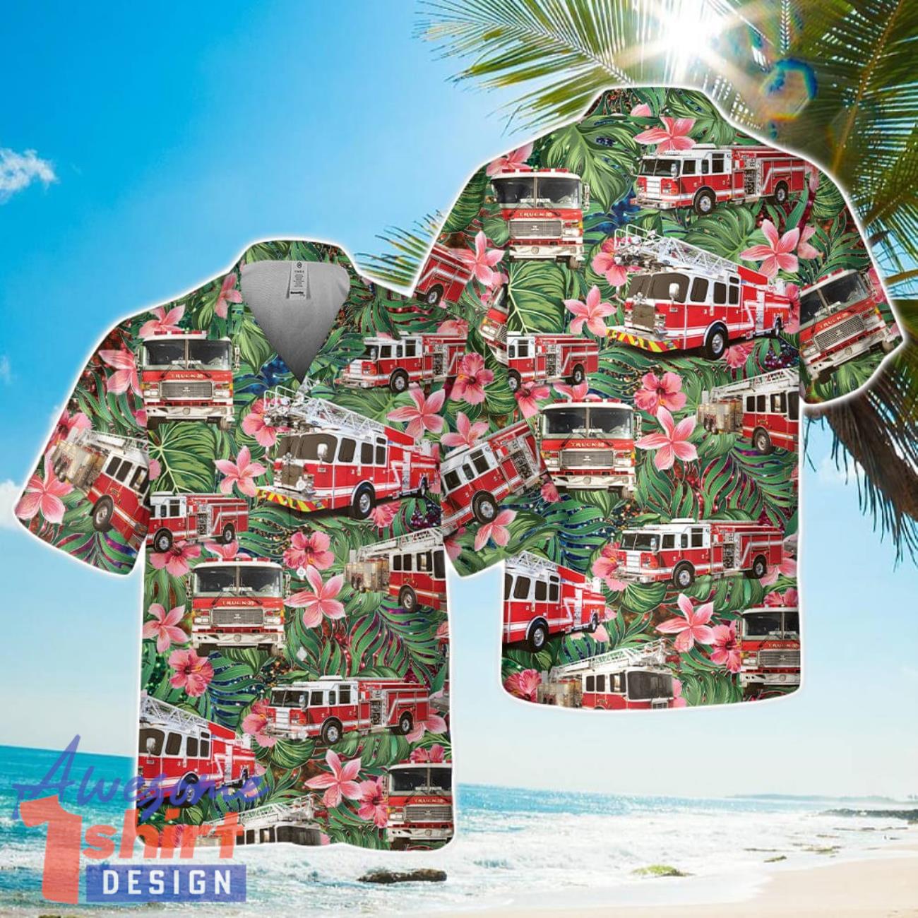 Fire Truck Hawaiian Shirt