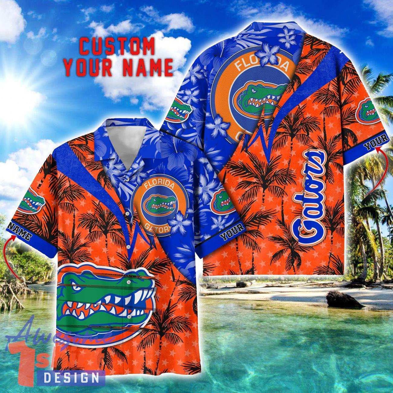 Florida Gators Hawaii Shirt Vintage coconut Pattern Tropical Hawaiian Football Beach Shirts Custom Name