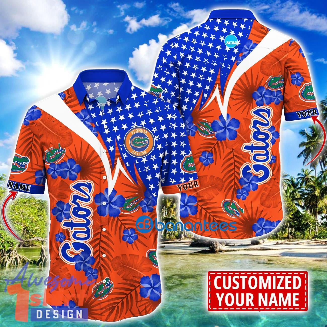 Florida Gators Star and Flower Pattern Tropical Hawaiian Shirt Summer Gift For Men Women Custom Name