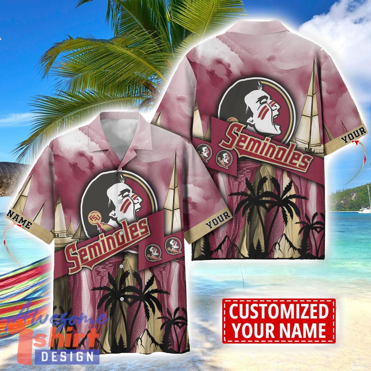 Florida State Seminoles Hawaii Shirt Custom Name Sports Team Beach Shirt