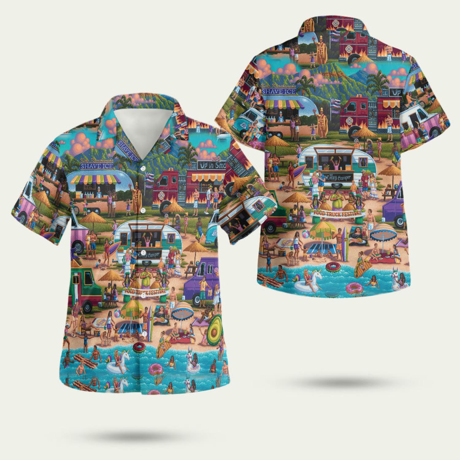 Food Truck Festival 3D Hawaiian Shirt Summer Style Gift