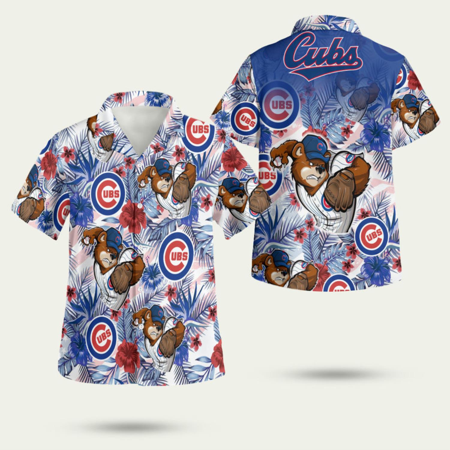 Funny Chicago Cubs Floral America Flag 3D Hawaiian Shirt Summer Style Gift