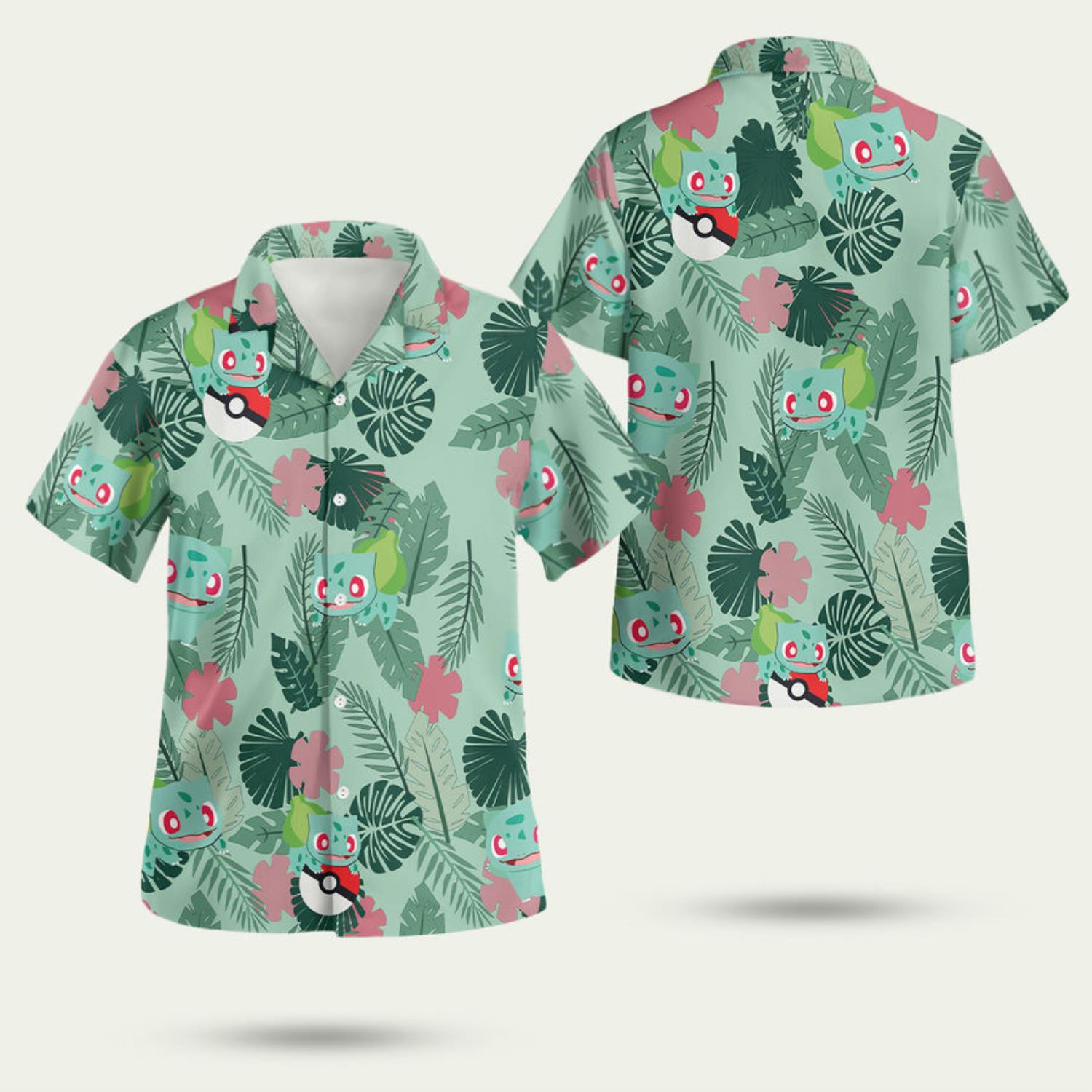 Gearhumans Bulbasaur Pokemon 3D Hawaiian Shirt Summer Style Gift