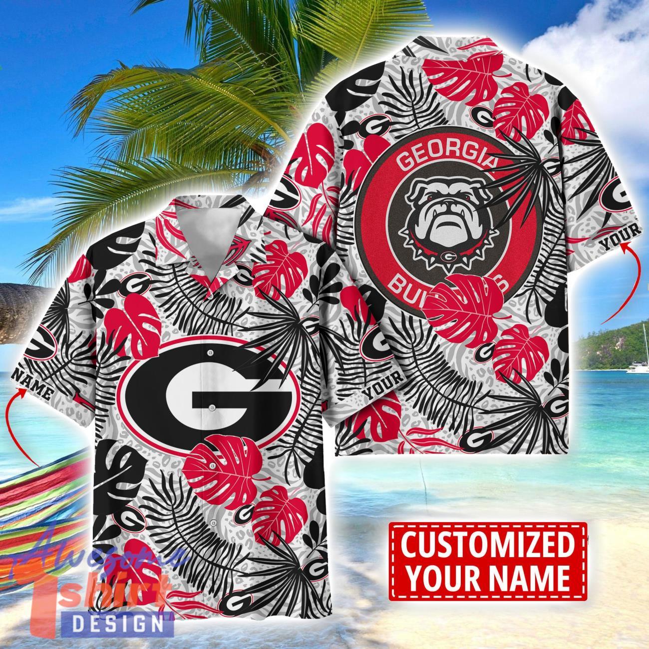 Georgia Bulldogs Aloha Hawaiian Shirt Custom Name Summer Gift Holiday Team Shirt