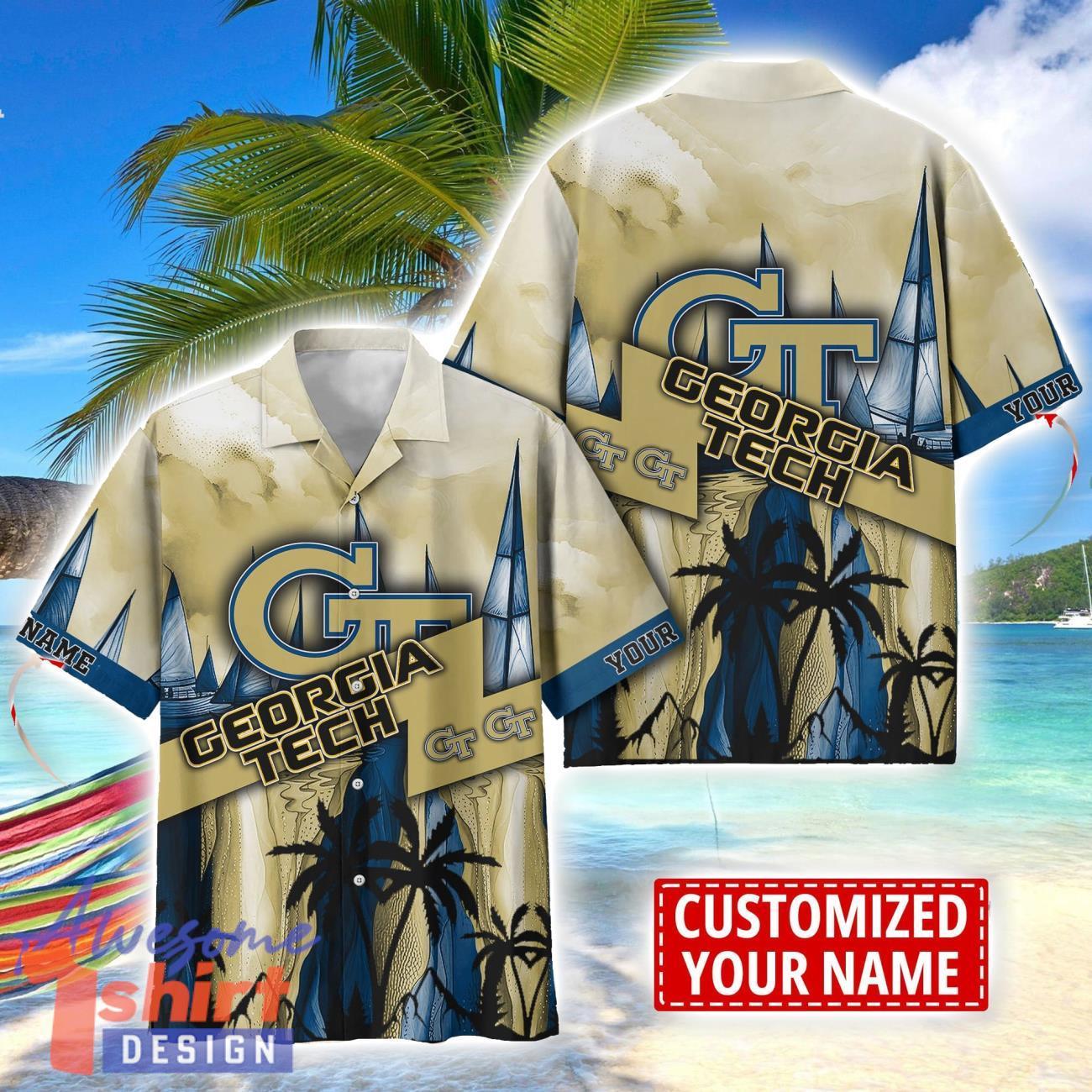 Georgia Tech Yellow Jackets Hawaii Shirt Custom Name Sports Team Beach Shirt