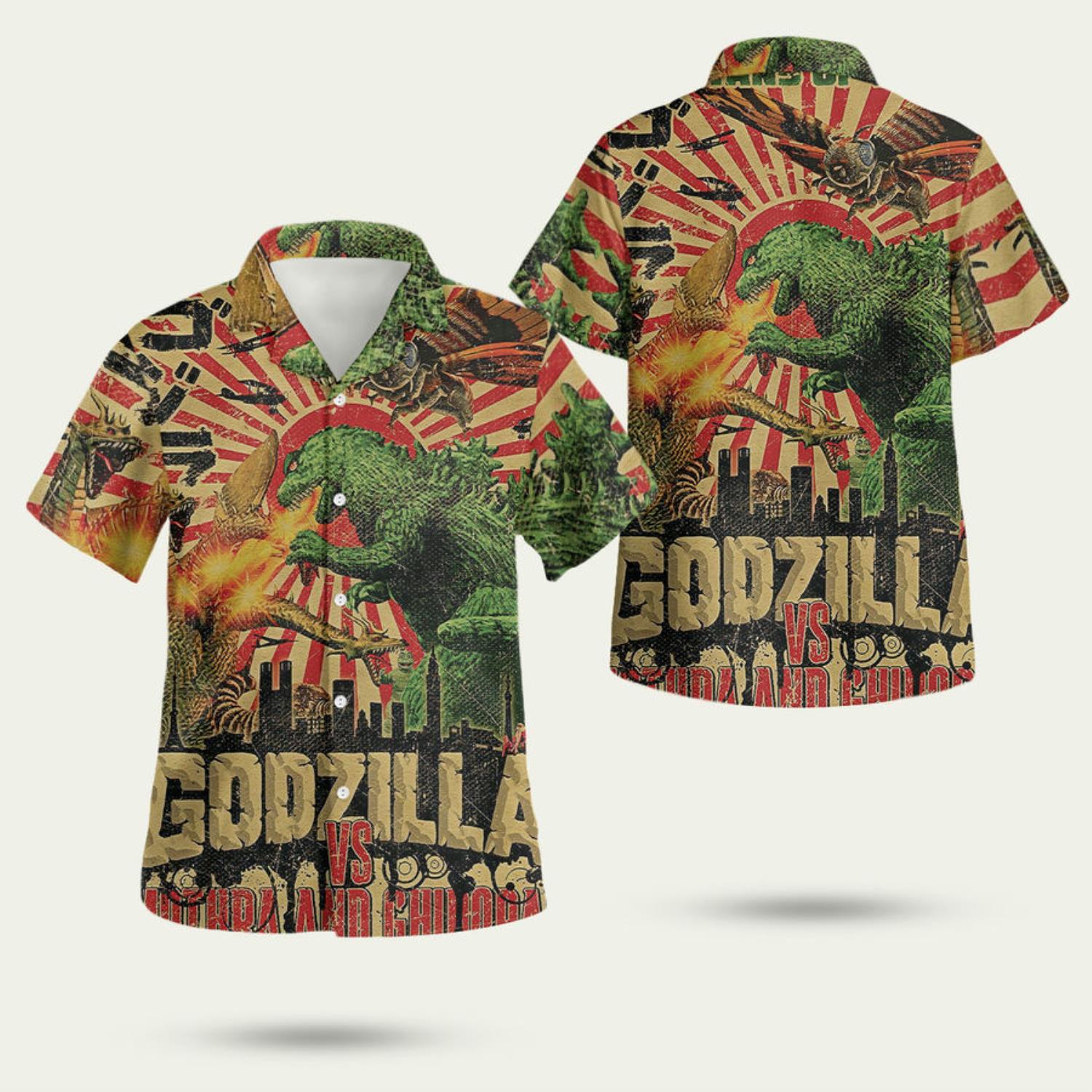 Godzilla Vs Mothra And Ghidorah 3D Hawaiian Shirt Summer Style Gift