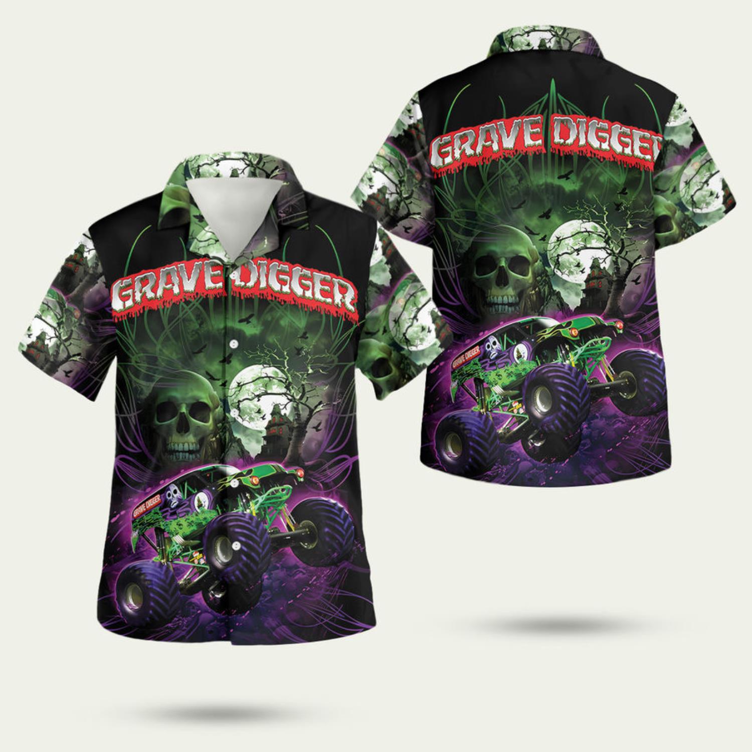 Grave Digger House Of Horror 3D Hawaiian Shirt Summer Style Gift