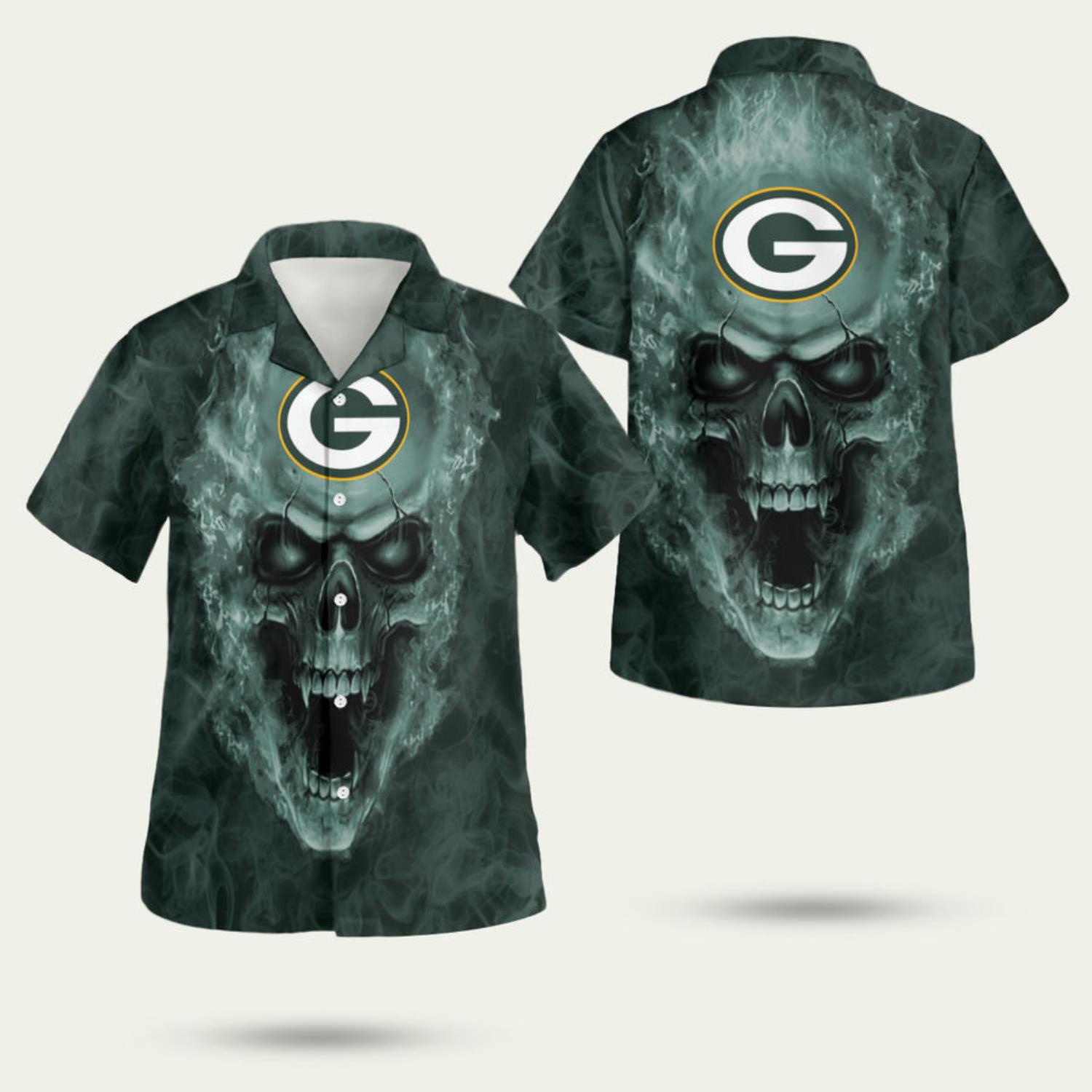 Green Bay Packers Fan Skull 3D Hawaiian Shirt Summer Style Gift