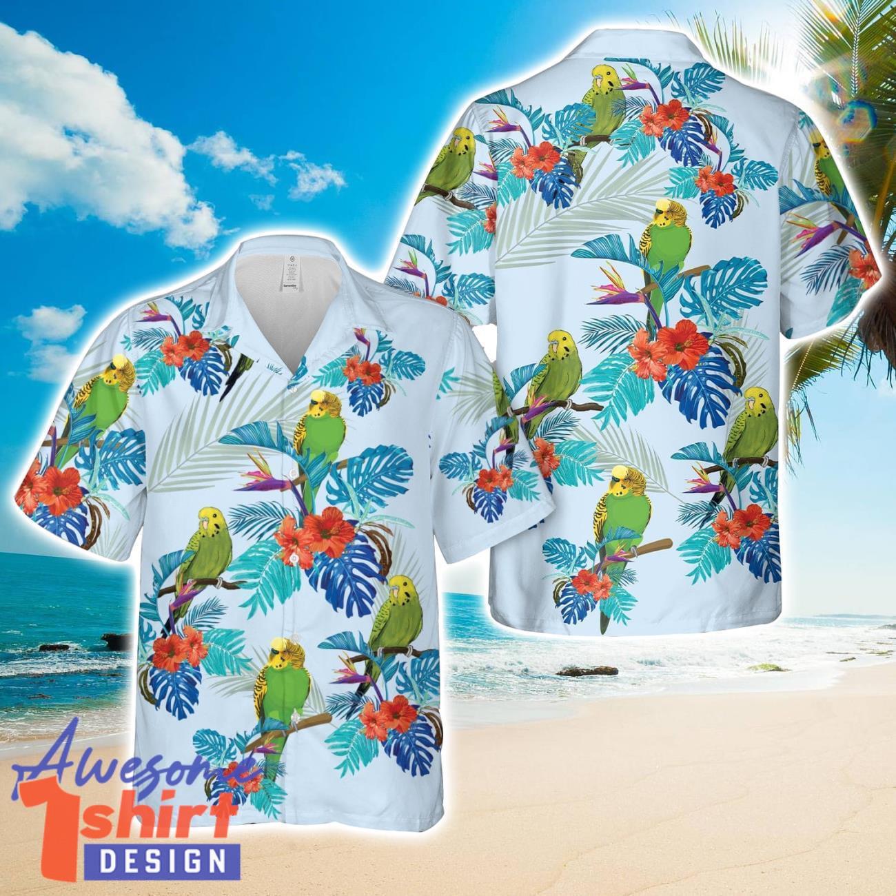 Green Budgie 3D Full Printed Hawaiian Shirt Beach Gift Shirt