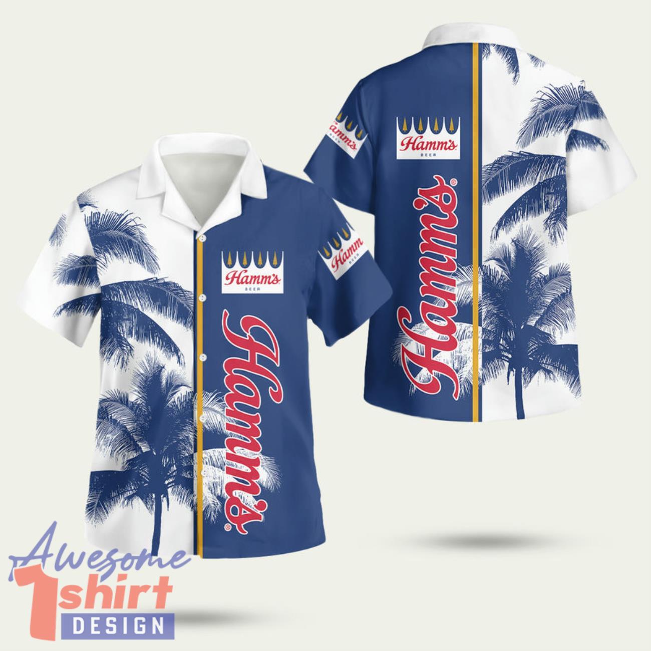 Hamms Beer Palm Tree 3D Hawaiian Shirt Summer Style Gift