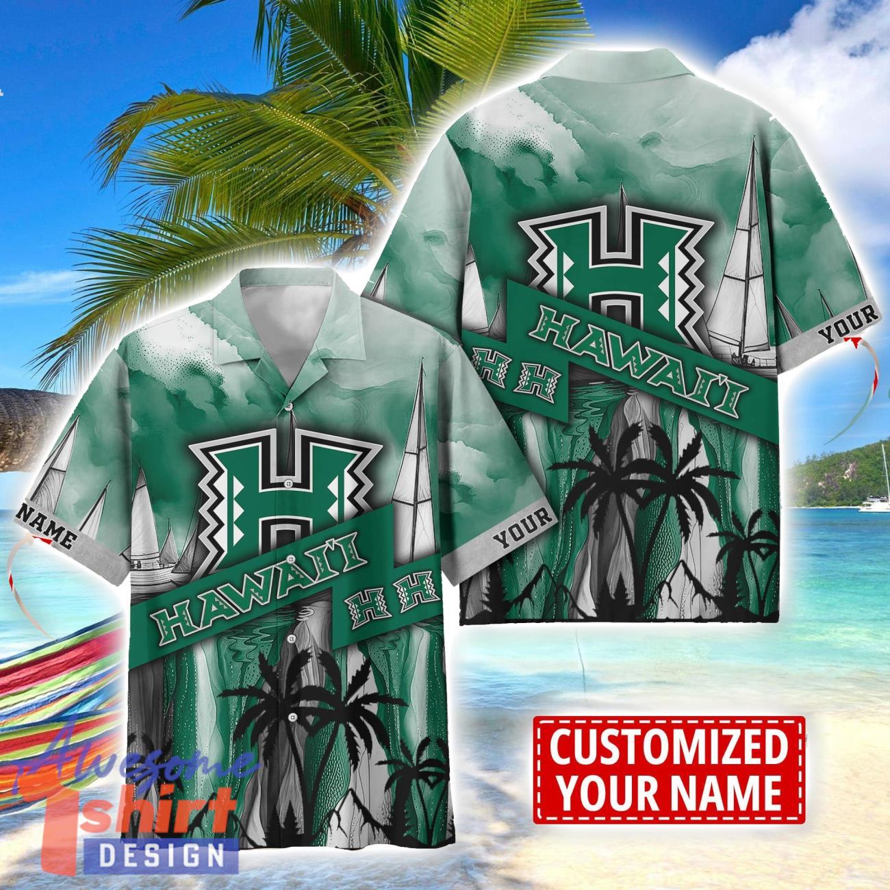 Hawaii Rainbow Warriors Hawaii Shirt Custom Name Sports Team Beach Shirt