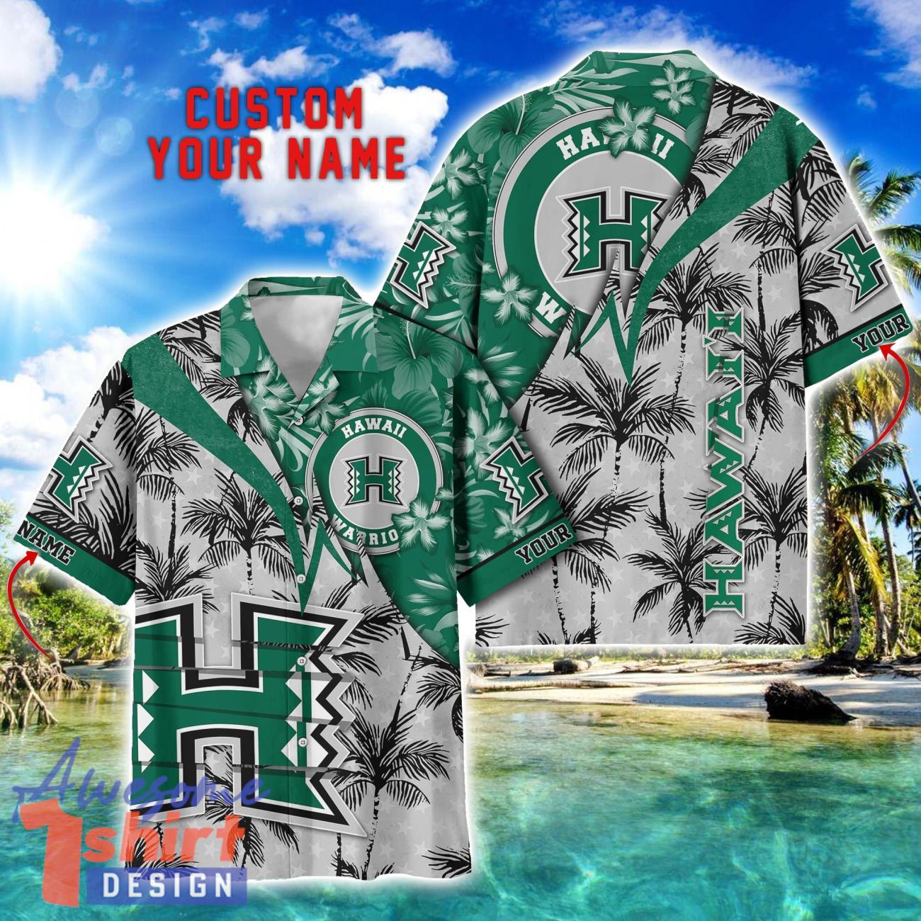 Hawaii Rainbow Warriors Hawaii Shirt Vintage coconut Pattern Tropical Hawaiian Football Beach Shirts Custom Name