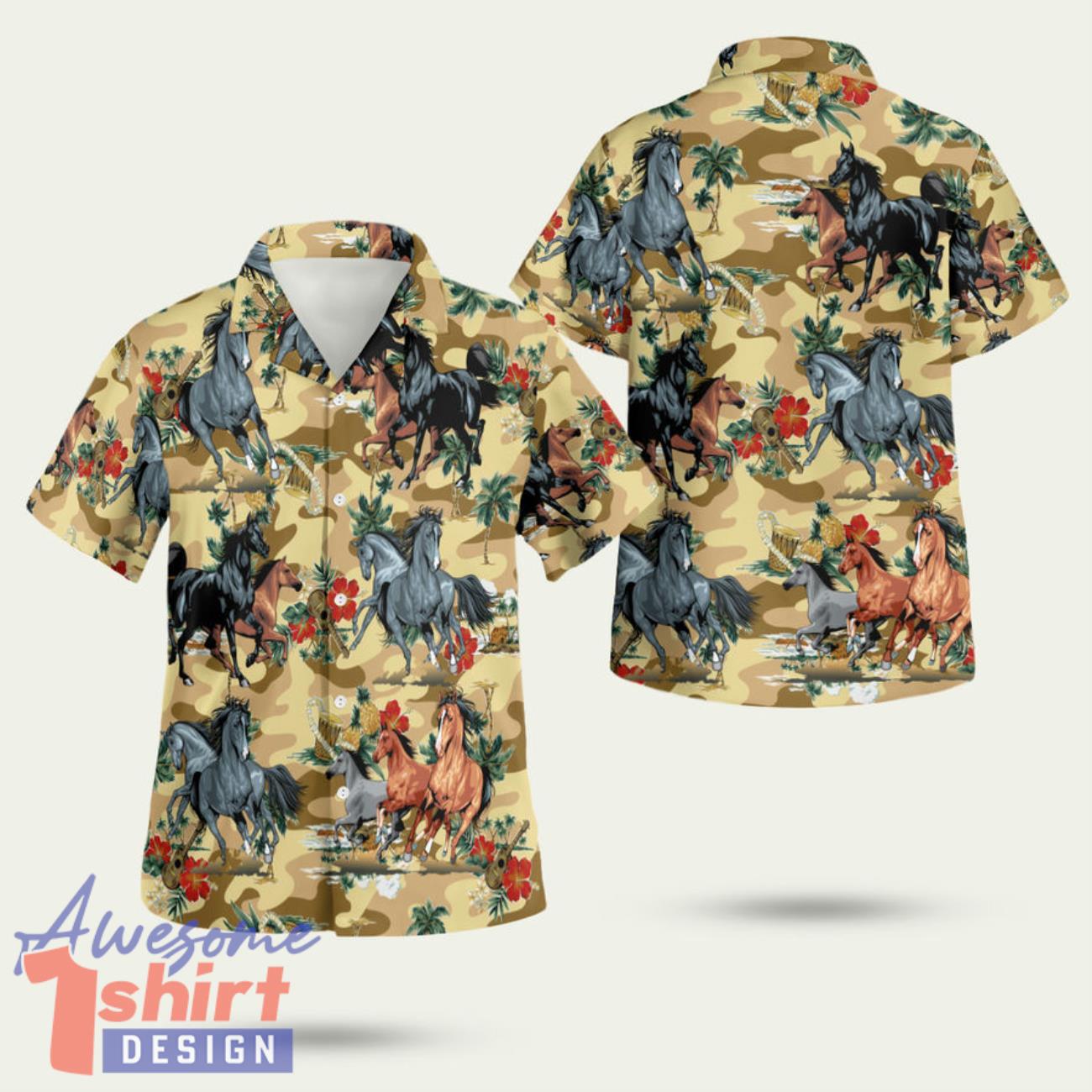 Horse Colorful 3D Hawaiian Shirt Summer Style Gift