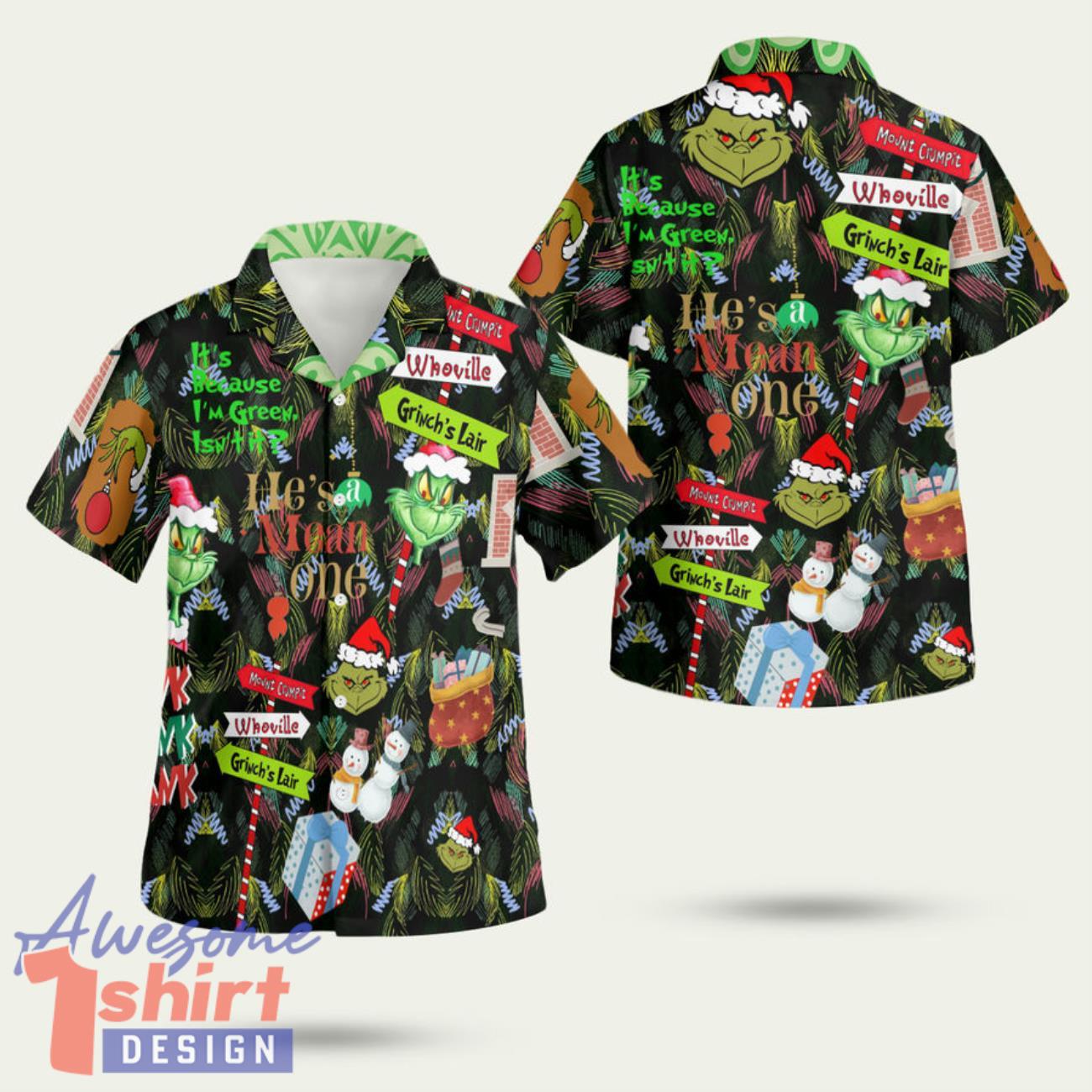 Hot Grinch Mn Vintage 3D Hawaiian Shirt Summer Style Gift