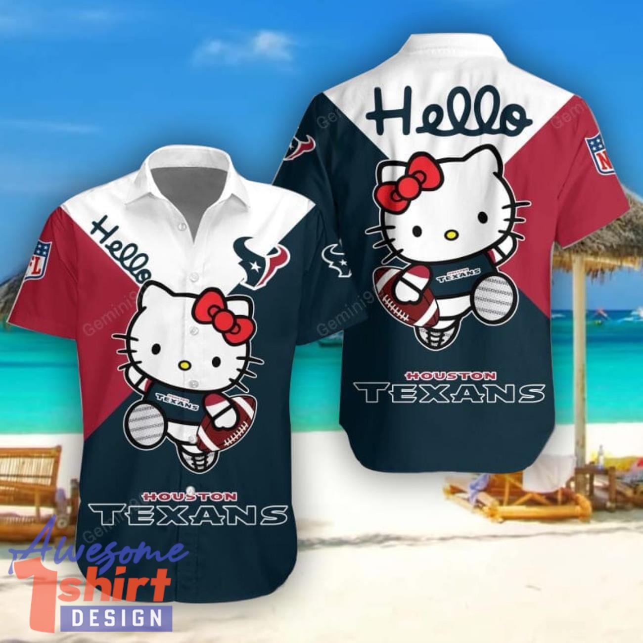 Houston Texans Hello Kitty Hawaiian Shirt Cute Gift For Men And Women