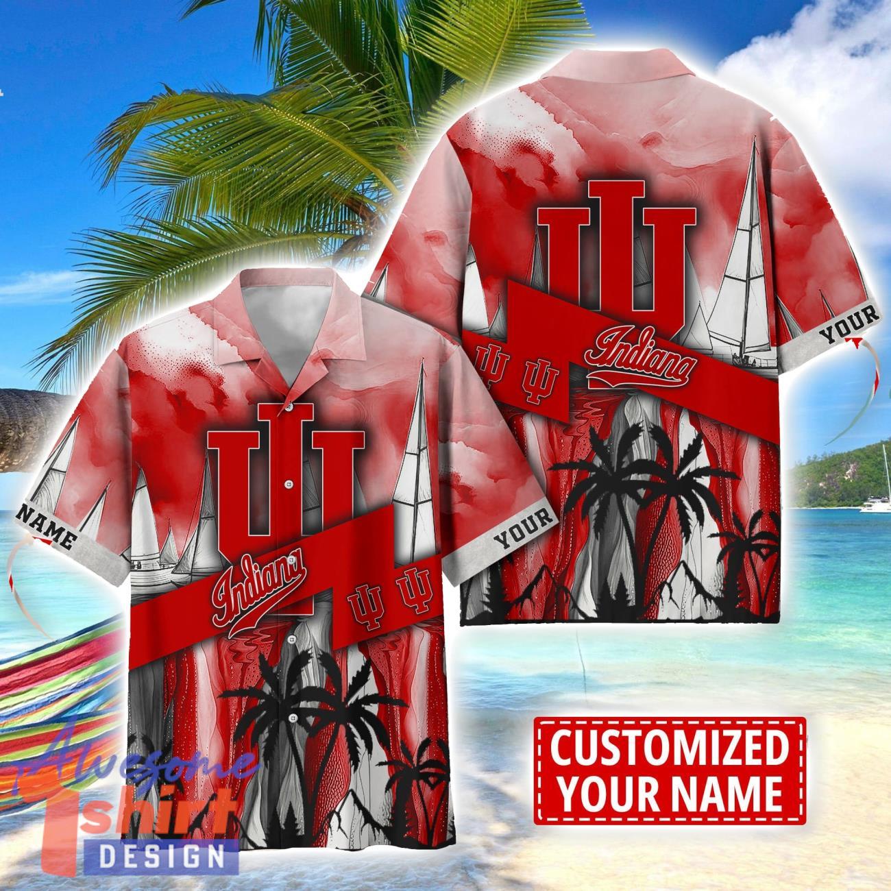 Indiana Hoosiers Hawaii Shirt Custom Name Sports Team Beach Shirt