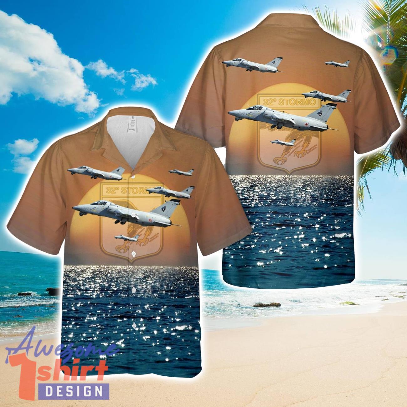 Italian Air Force AMX 32-23 of the 32 Stormo Armando Boetto (32nd Wing)  AOP Hawaiian Shirt Beach Gift