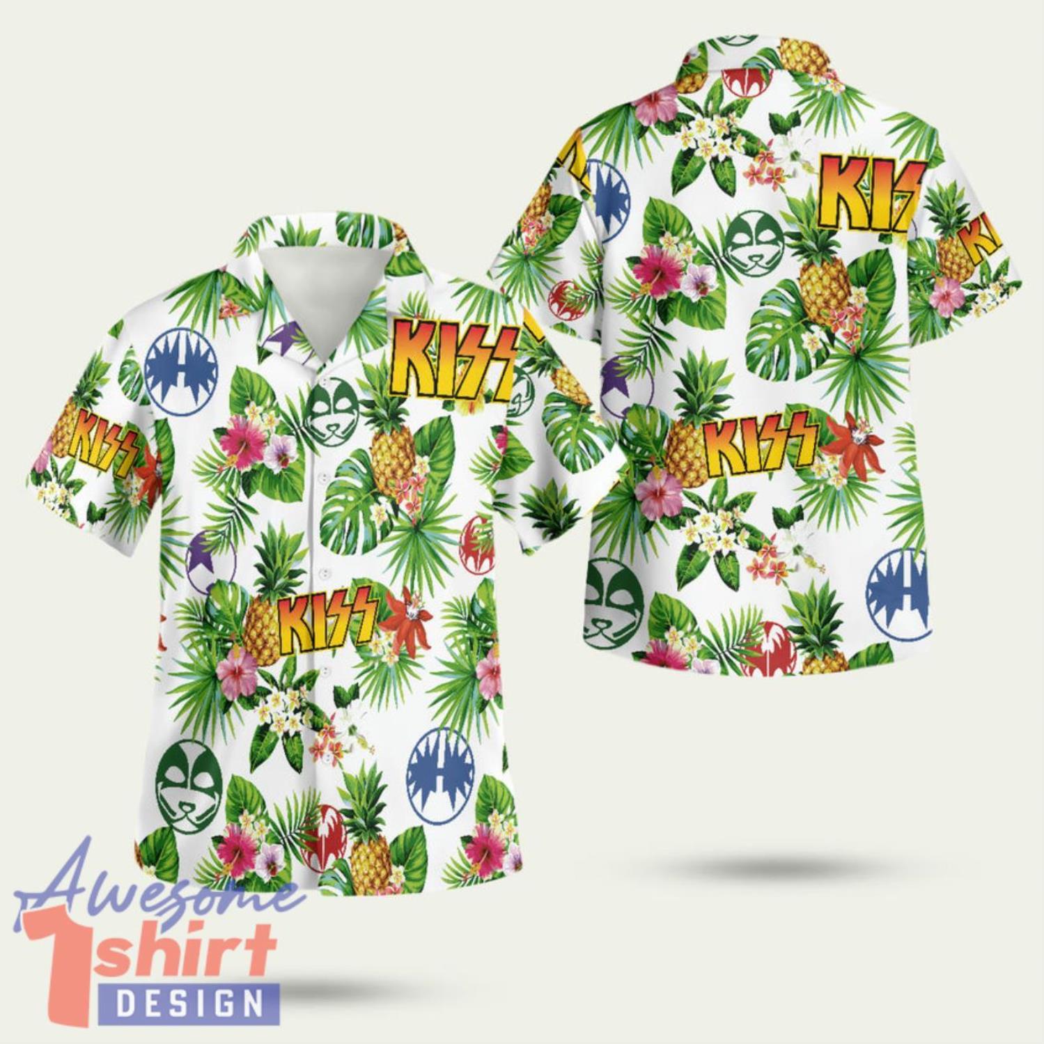 Kiss Rock Band Pineapple 3D Hawaiian Shirt Summer Style Gift