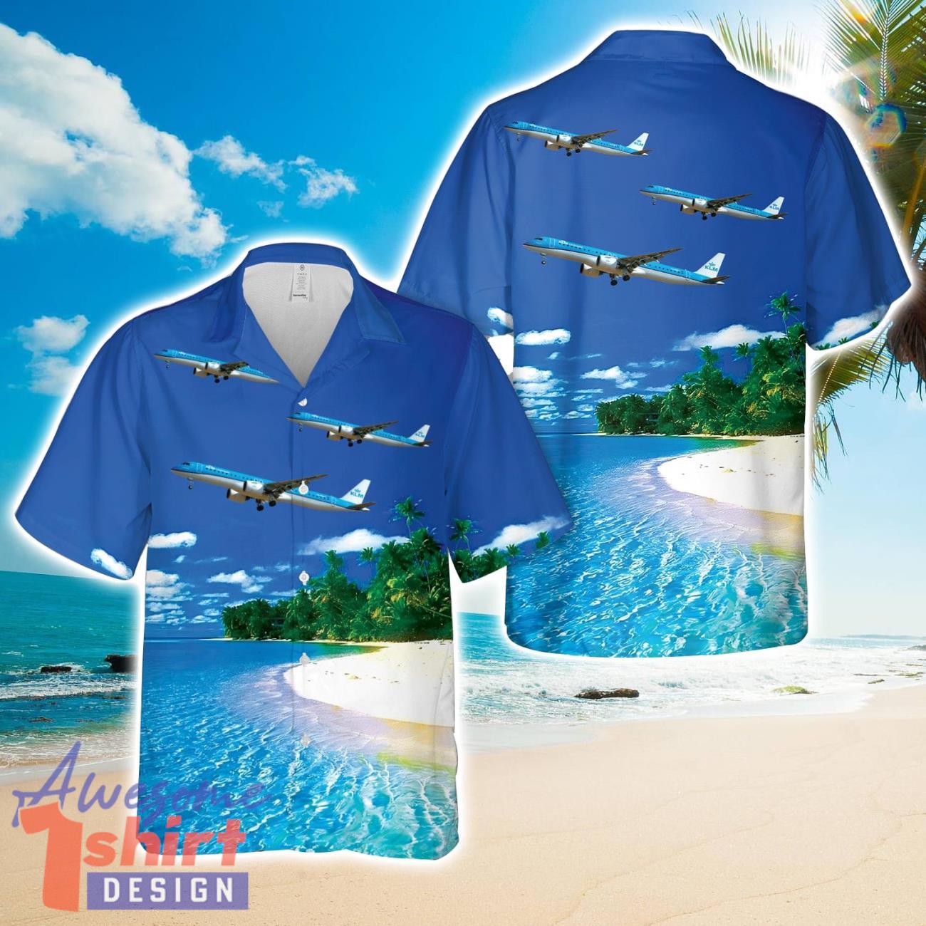 KLM Cityhopper Embraer E195-E2 (ERJ 190-400 STD)  Aloha 3D Hawaiian Shirt