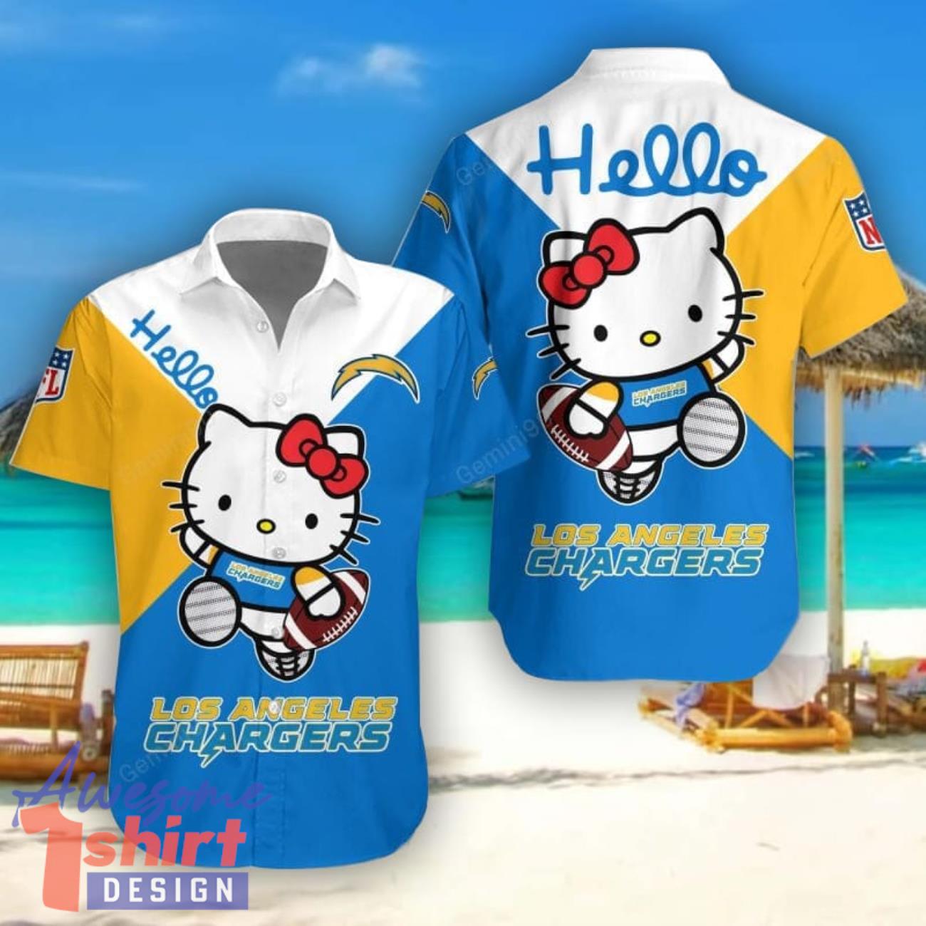 Los Angeles Chargers Hello Kitty Hawaiian Shirt Cute Gift For Men And Women