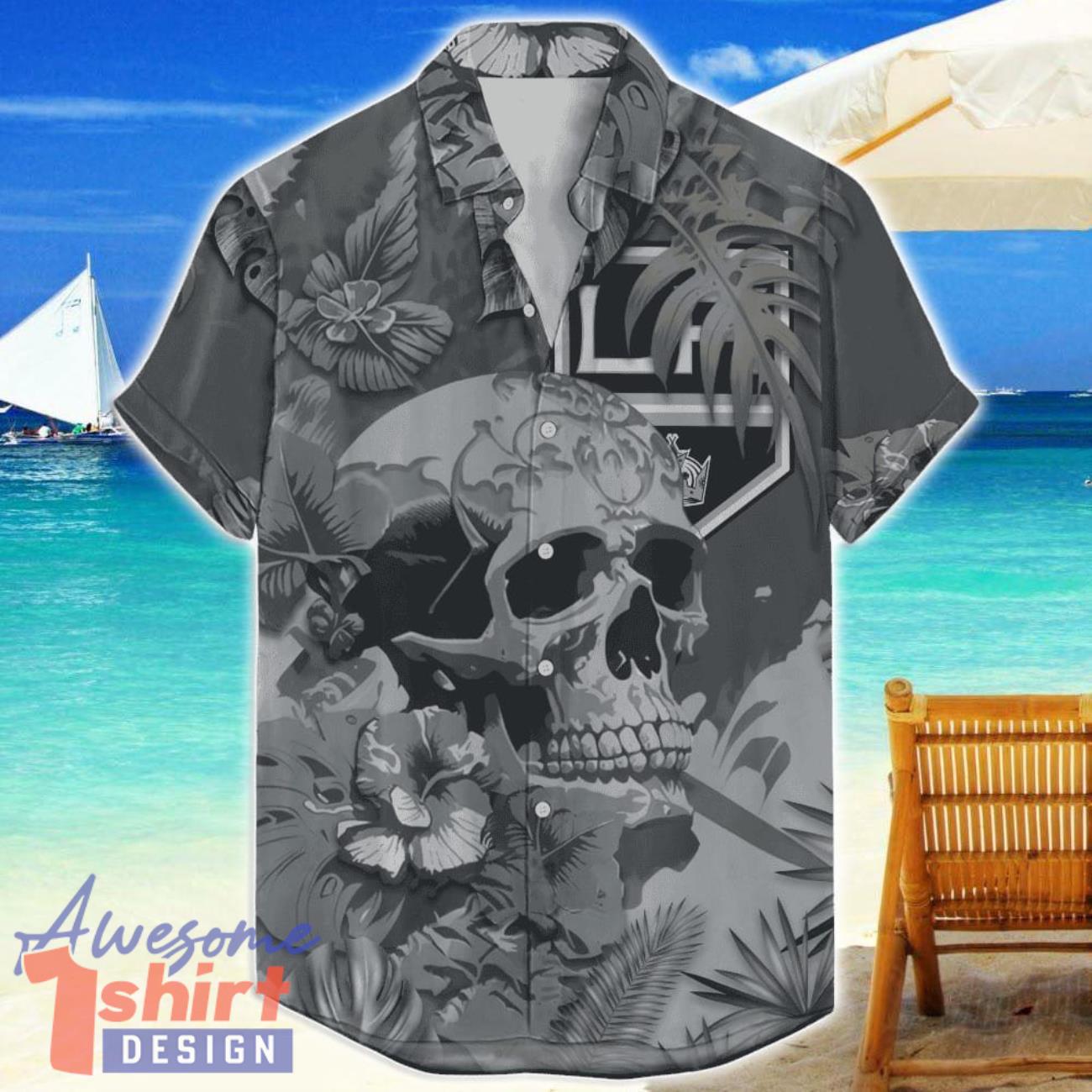 Los Angeles Kings Skull Flower Hawaiian Shirt NHL Halloween Gift For Sports Fans