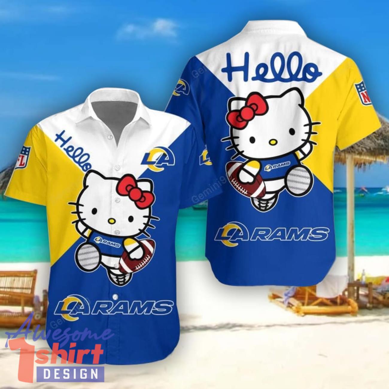 Los Angeles Rams Hello Kitty Hawaiian Shirt Cute Gift For Men And Women